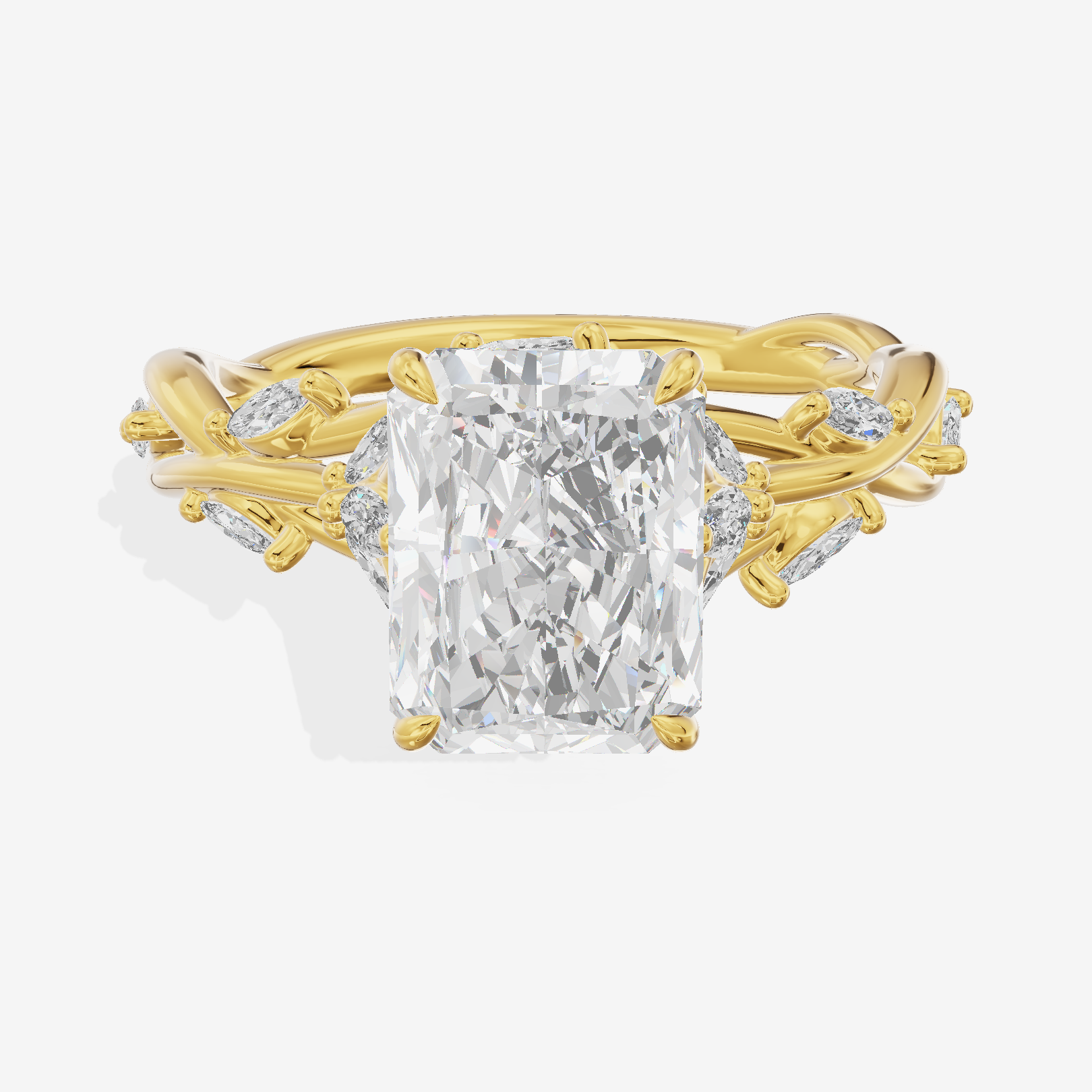 Twine Pavé Radiant Twisted Engagement Ring (1/2 ct. tw.) in 18K Yellow Gold