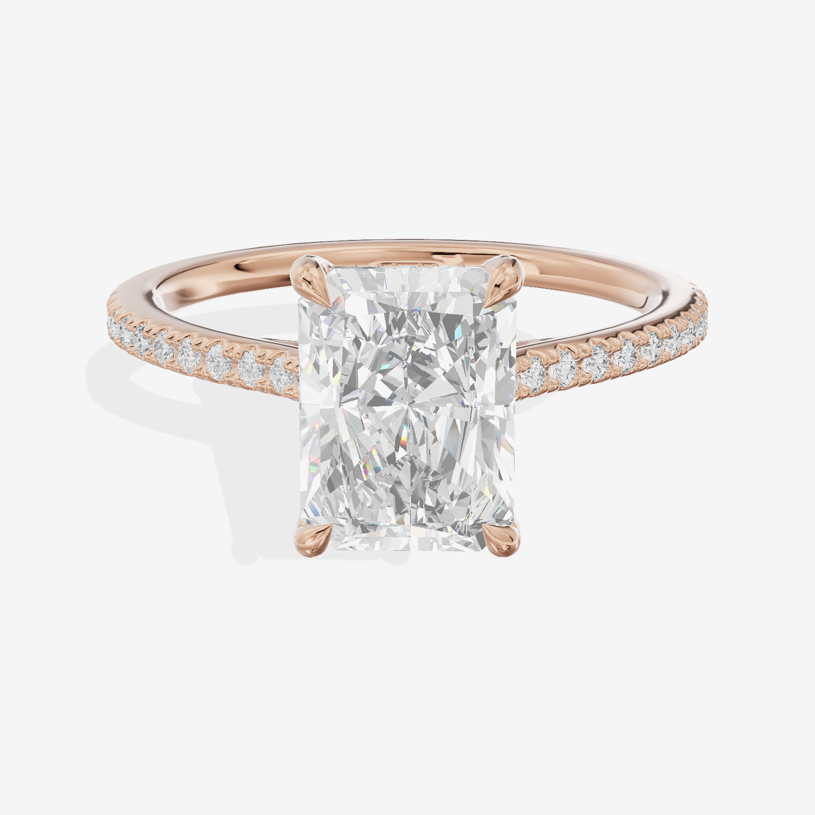 Luxe Goldweave Radiant Engagement Ring with Side Stones (1/5 ct. tw.) in 18K Rose Gold