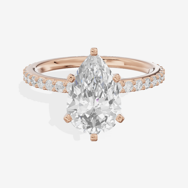 Petite Trellise Pear Engagement Ring with Side Stones (1/3 ct. tw.) in 18K Rose Gold