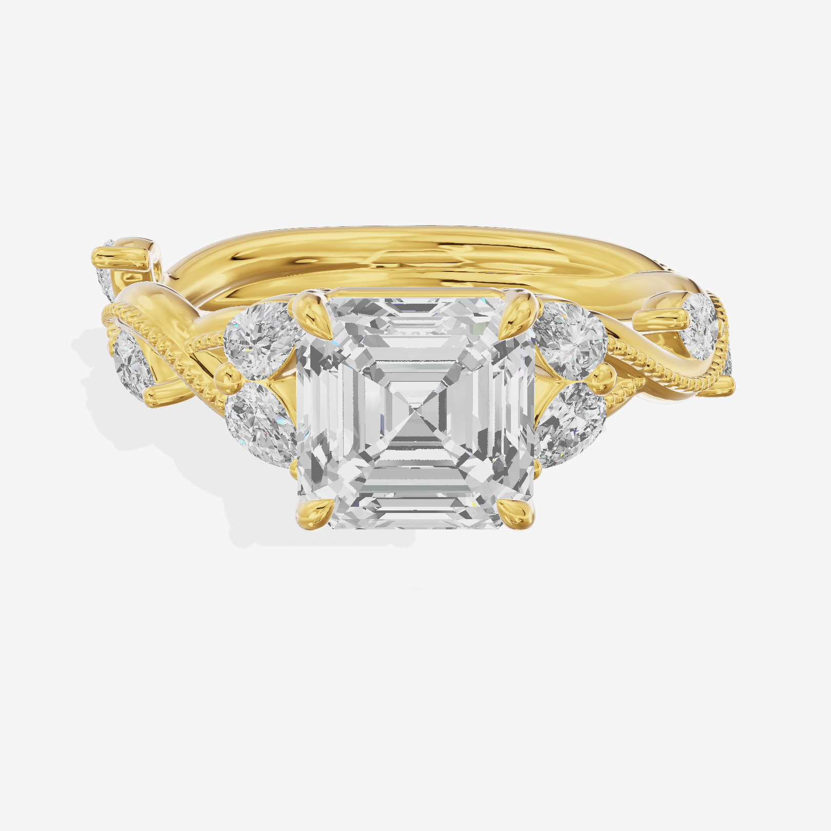 Vintage Twine Asscher Engagement Ring (3/8 ct. tw.) in 18K Yellow Gold