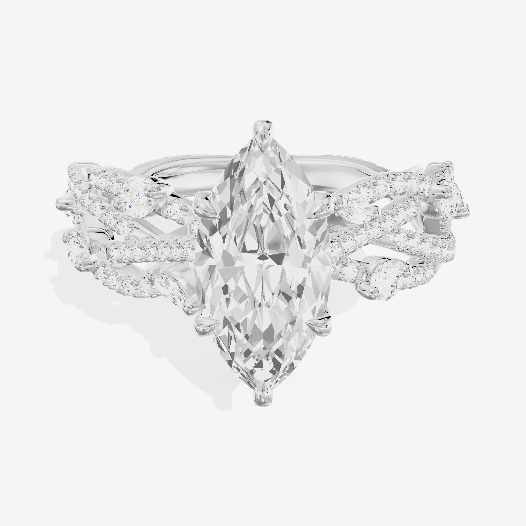 One of One Petite Marquise Engagement Ring with Side Stones (1/4 ct. tw.) in 14K White Gold