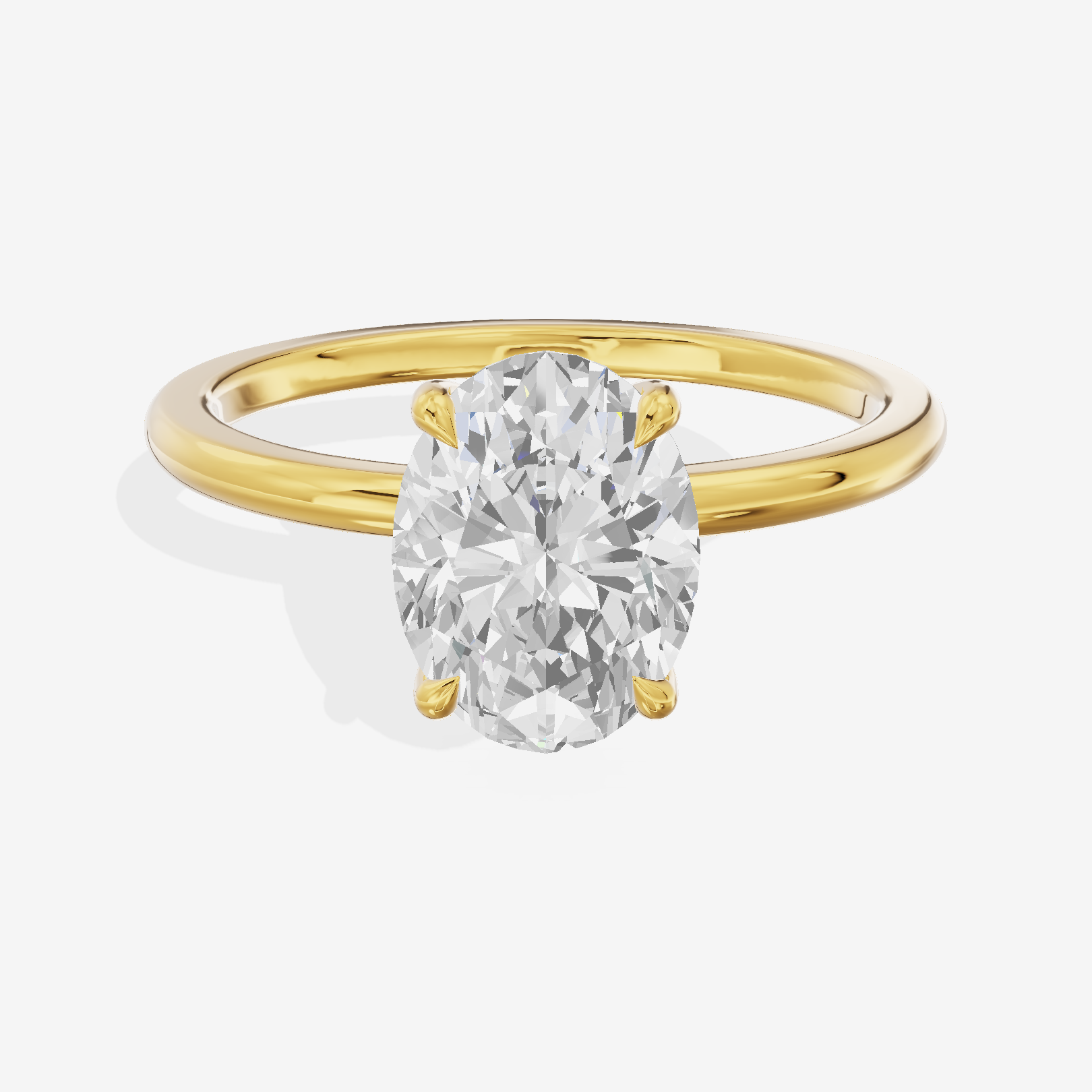 Lustrous Repose 1.5mm Oval Comfort Fit Engagement Ring in 14K Yellow Gold