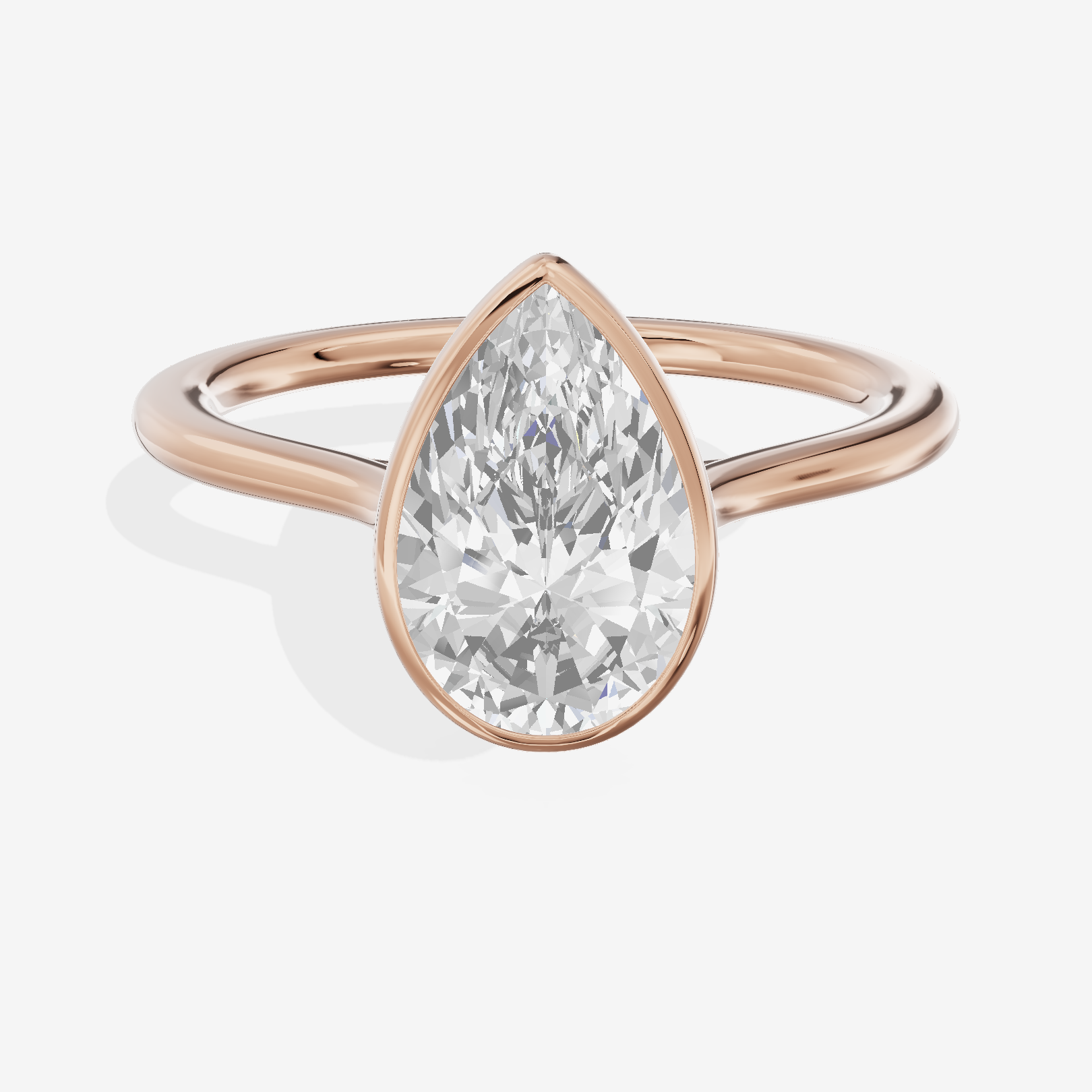Petite Vowsae 1.5mm Pear Bezel Engagement Ring in 18K Rose Gold