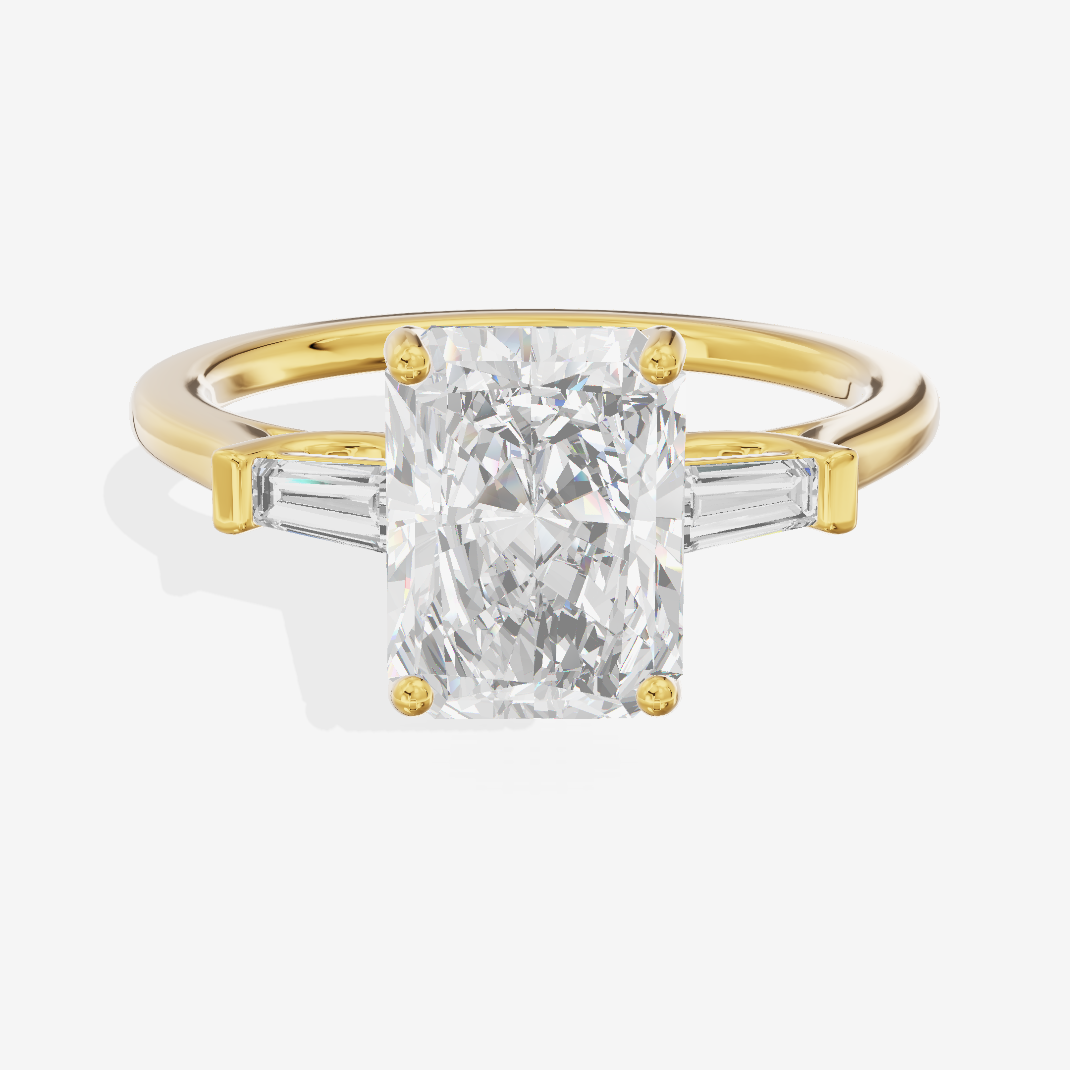 Petite Halcyon Radiant Engagement Ring with Side Stones (1/6 ct. tw.) in 18K Yellow Gold