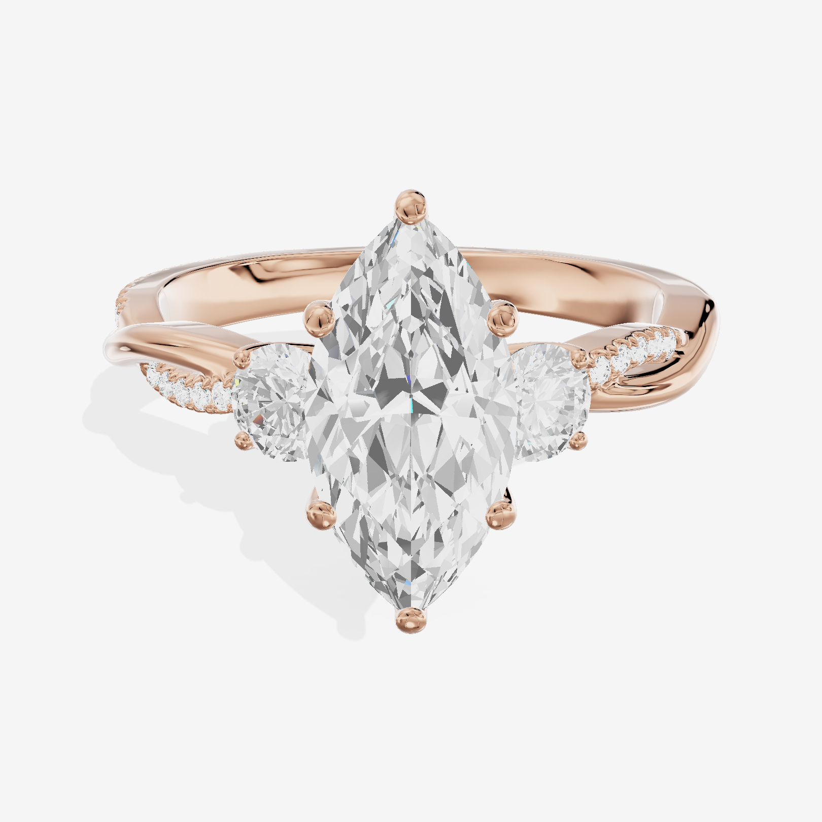 Luxe Selenia Three Stone Marquise Engagement Ring (1 ct. tw.) in 14K Rose Gold