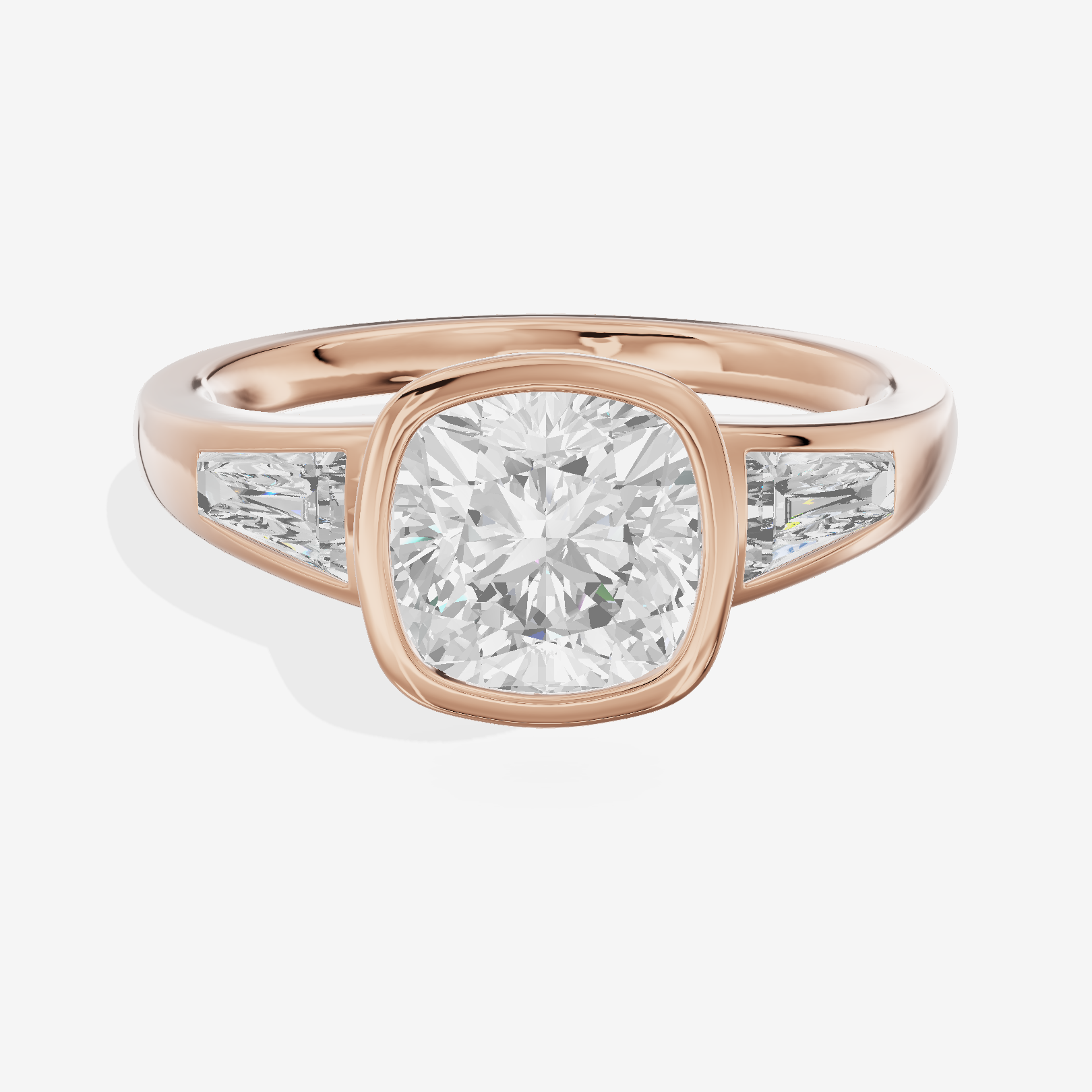 Modern Triade Cushion Three Stone Engagement Ring (1/2 ct. tw.) in 18K Rose Gold