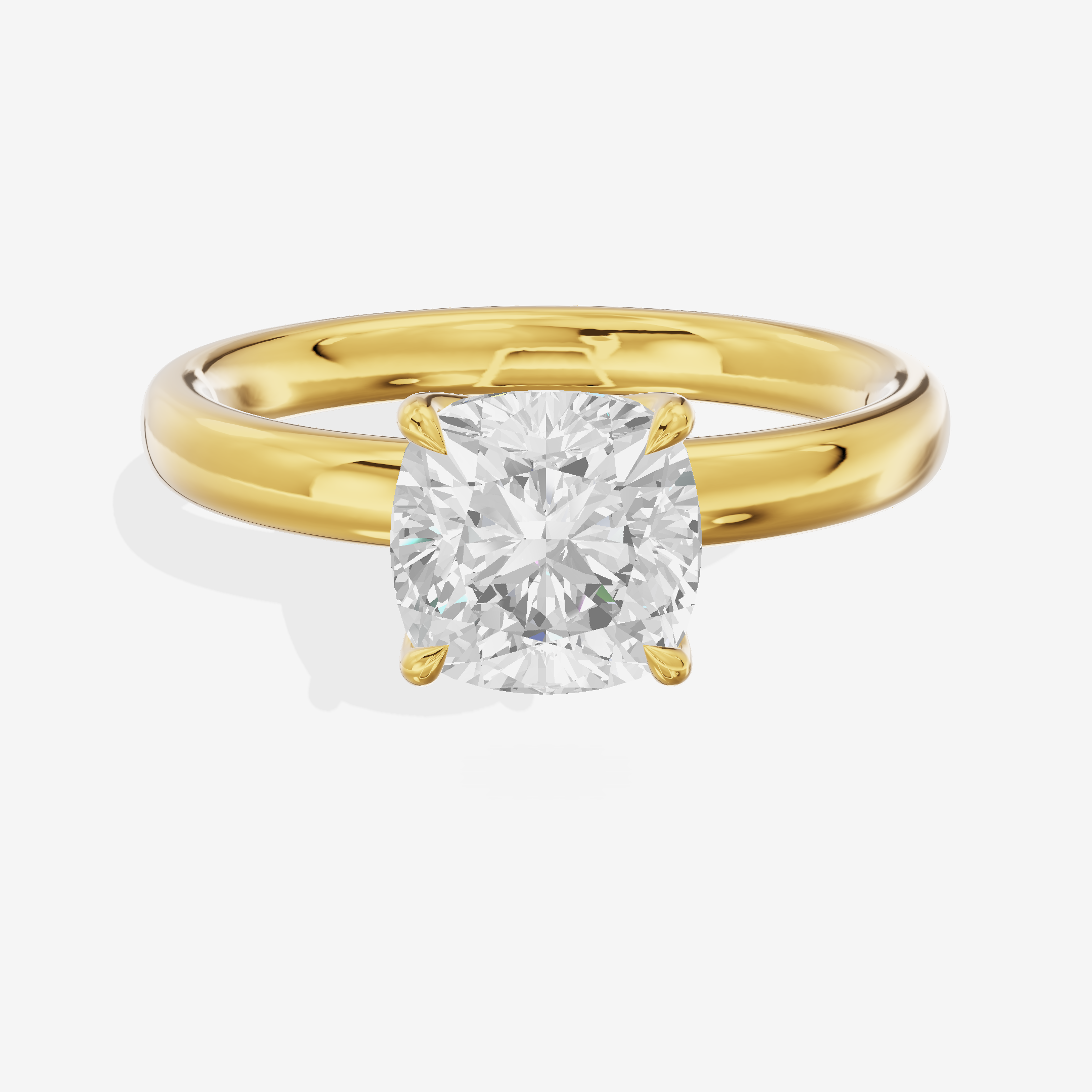 Hallowed Promezza 2.5mm Cushion Solitaire Engagement Ring in 14K Yellow Gold