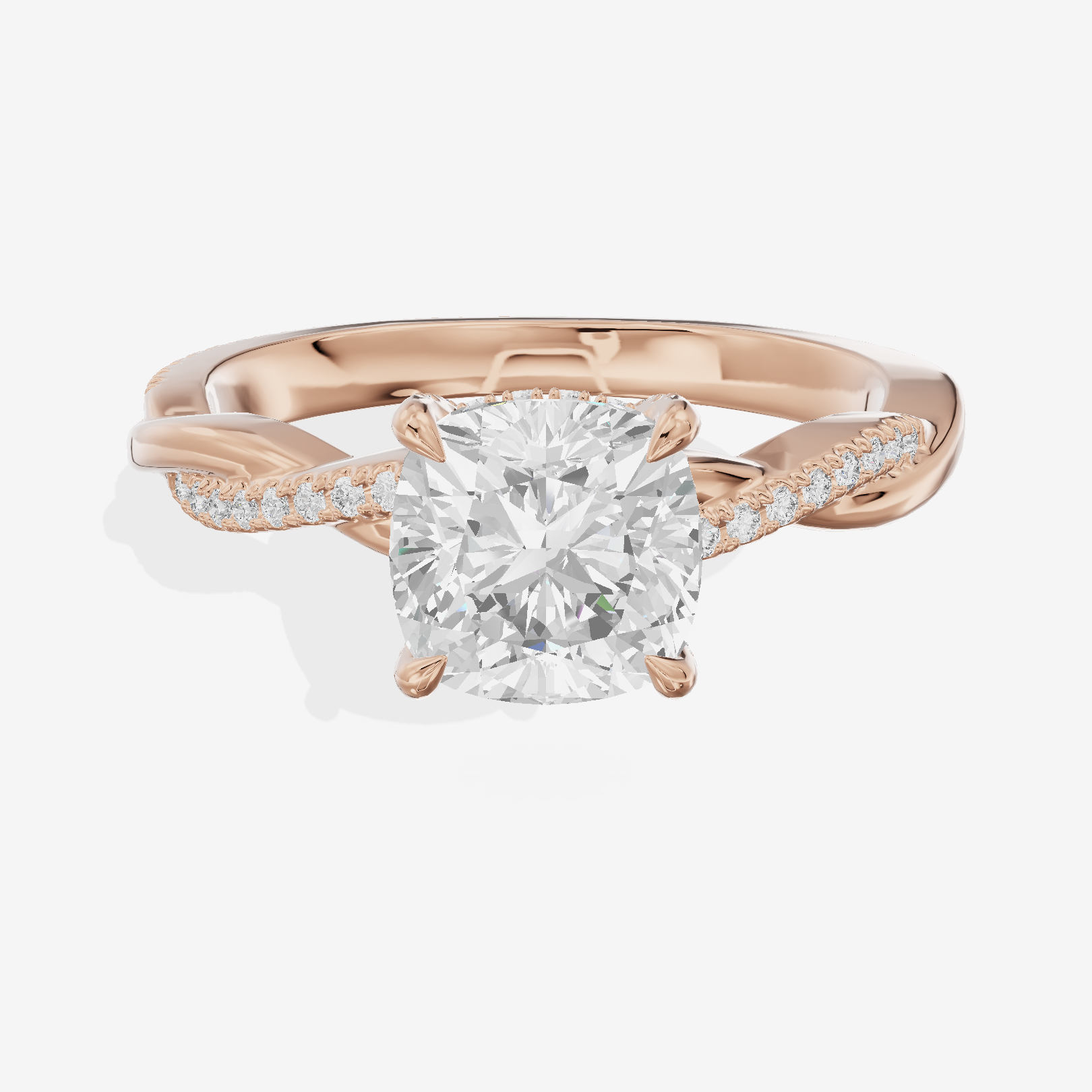 Petite Adorae Cushion Hidden Halo Engagement Ring (1/5 ct. tw.) in 18K Rose Gold