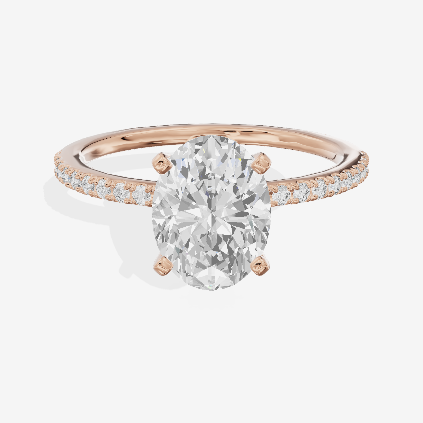 Grand Mayrelle Oval Engagement Ring with Side Stones (1/8 ct. tw.) in 18K Rose Gold