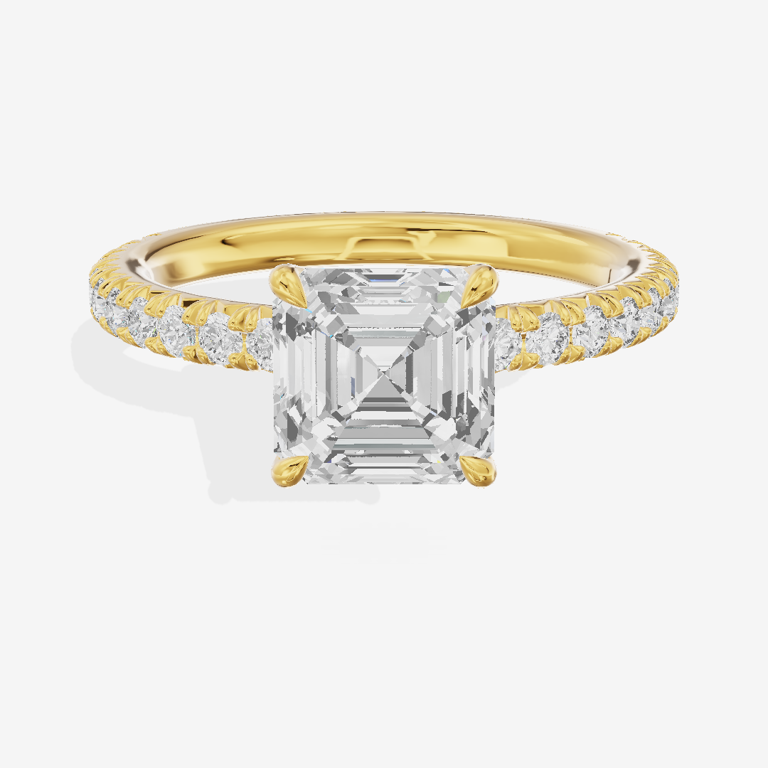 Tender Whisper Asscher Engagement Ring with Side Stones (1/6 ct. tw.) in 18K Yellow Gold