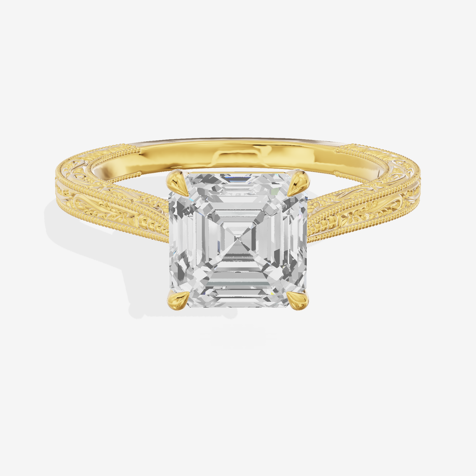 Vintage Vowsae Asscher Engagement Ring in 18K Yellow Gold