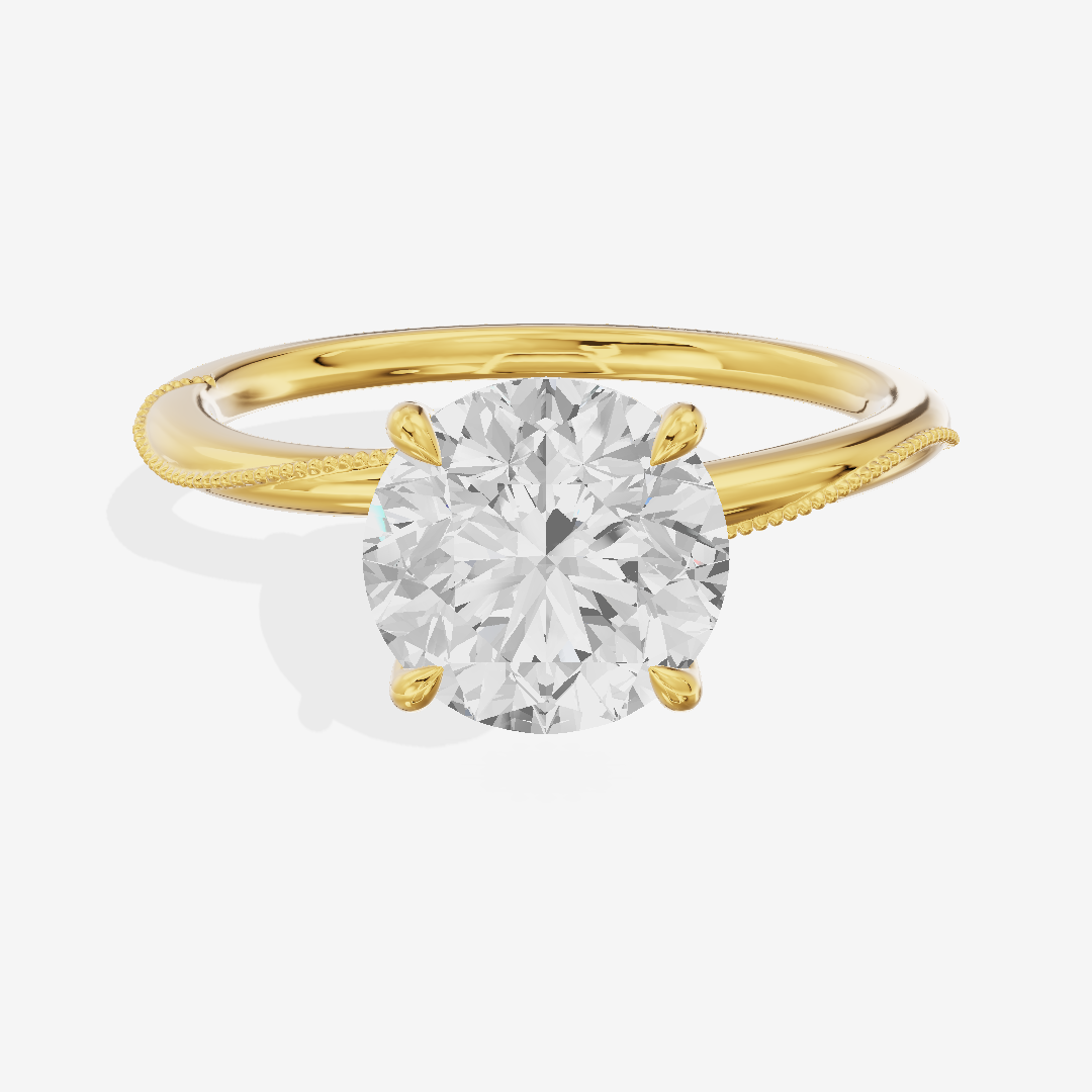 Vintage Coeurine Round Engagement Ring (1/10 ct. tw.) in 18K Yellow Gold
