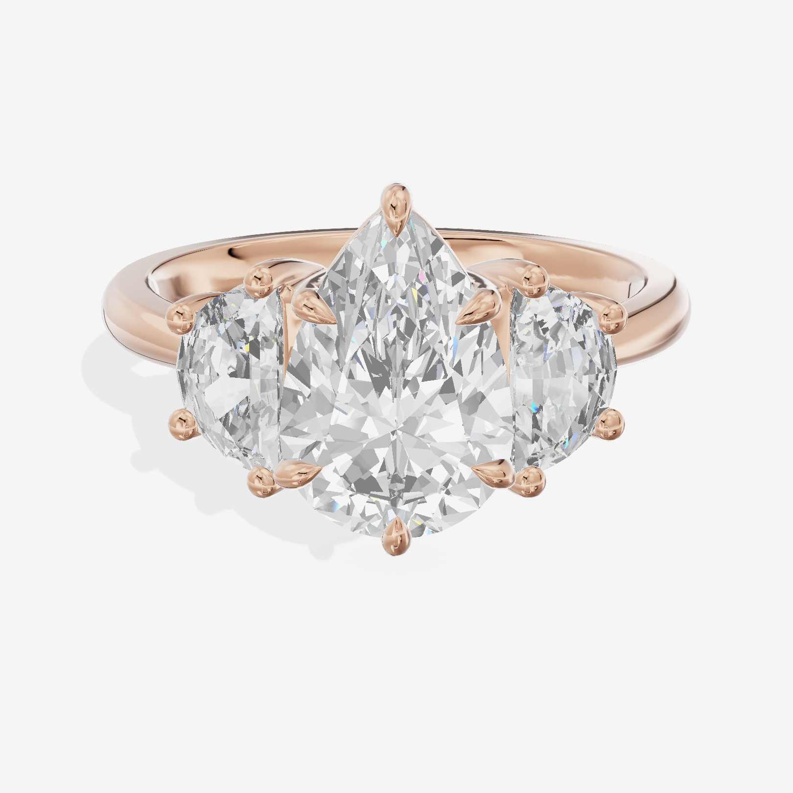 Vintage Sincere Three Stone Pear Engagement Ring (1/2 ct. tw.) in 14K Rose Gold