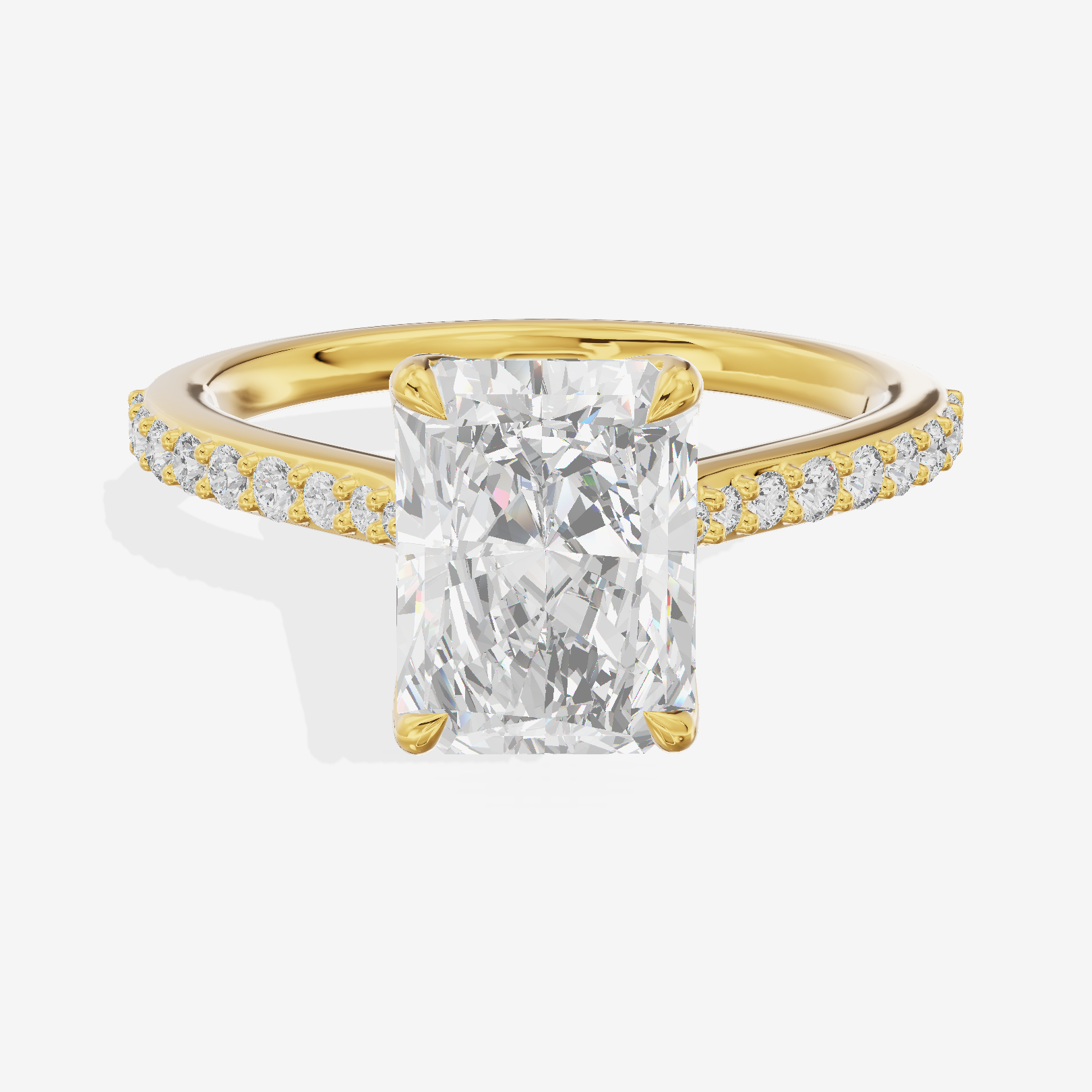 Modern Maia Radiant Engagement Ring with Side Stones (1/5 ct. tw.) in 14K Yellow Gold