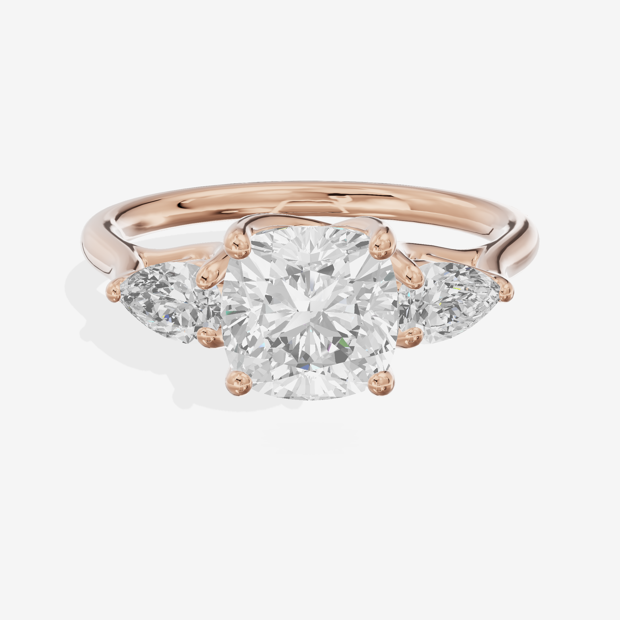 Grand Vowsae Three Stone Cushion Engagement Ring (2/5 ct. tw.) in 18K Rose Gold