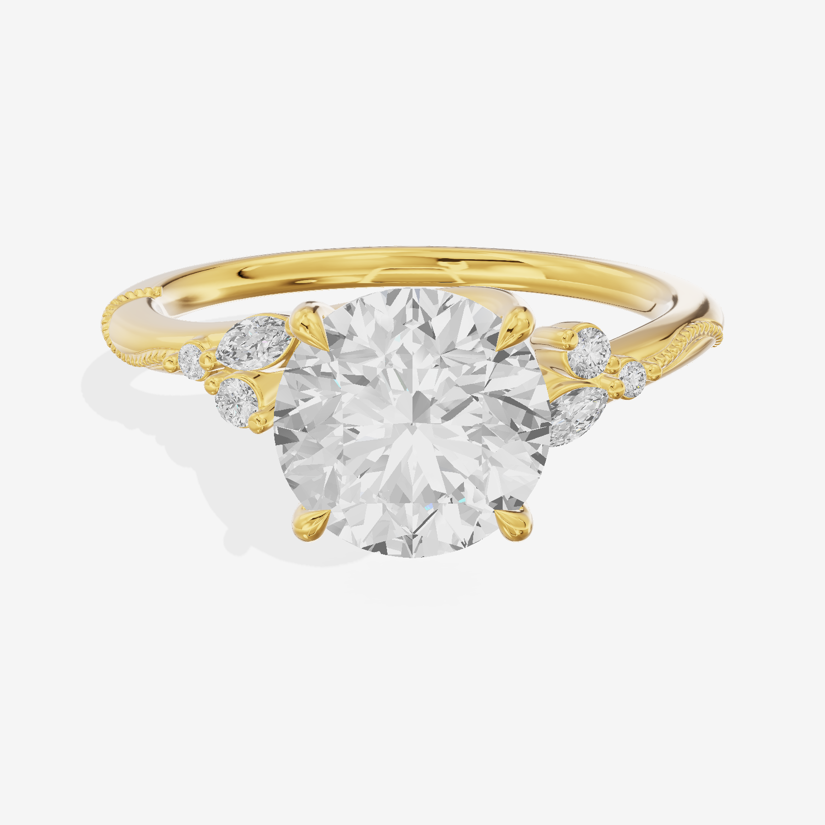 Vintage Lumera Round Engagement Ring (1/10 ct. tw.) in 18K Yellow Gold