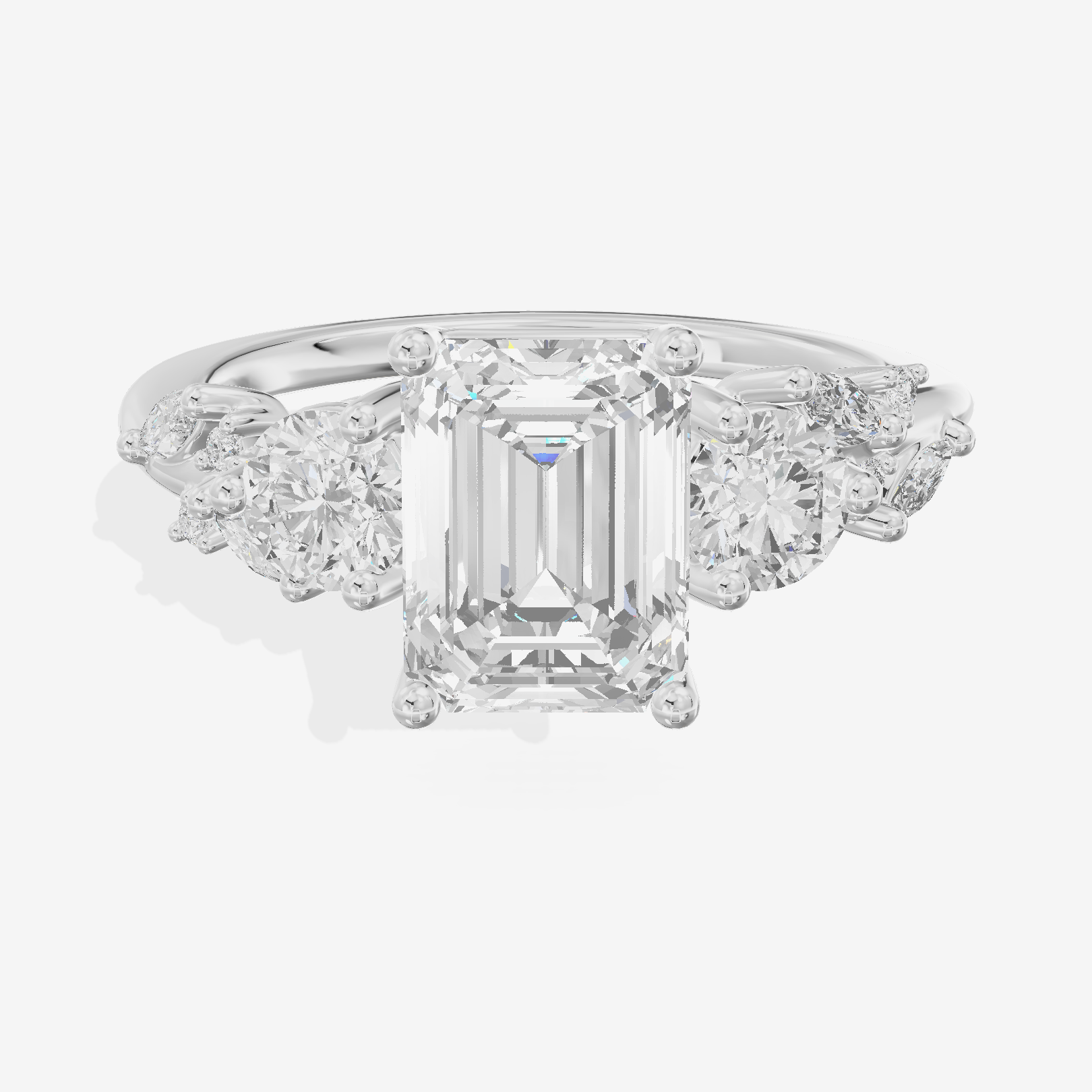 Grand Sincere Three Stone Emerald Engagement Ring (1/3 ct. tw.) in 14K White Gold
