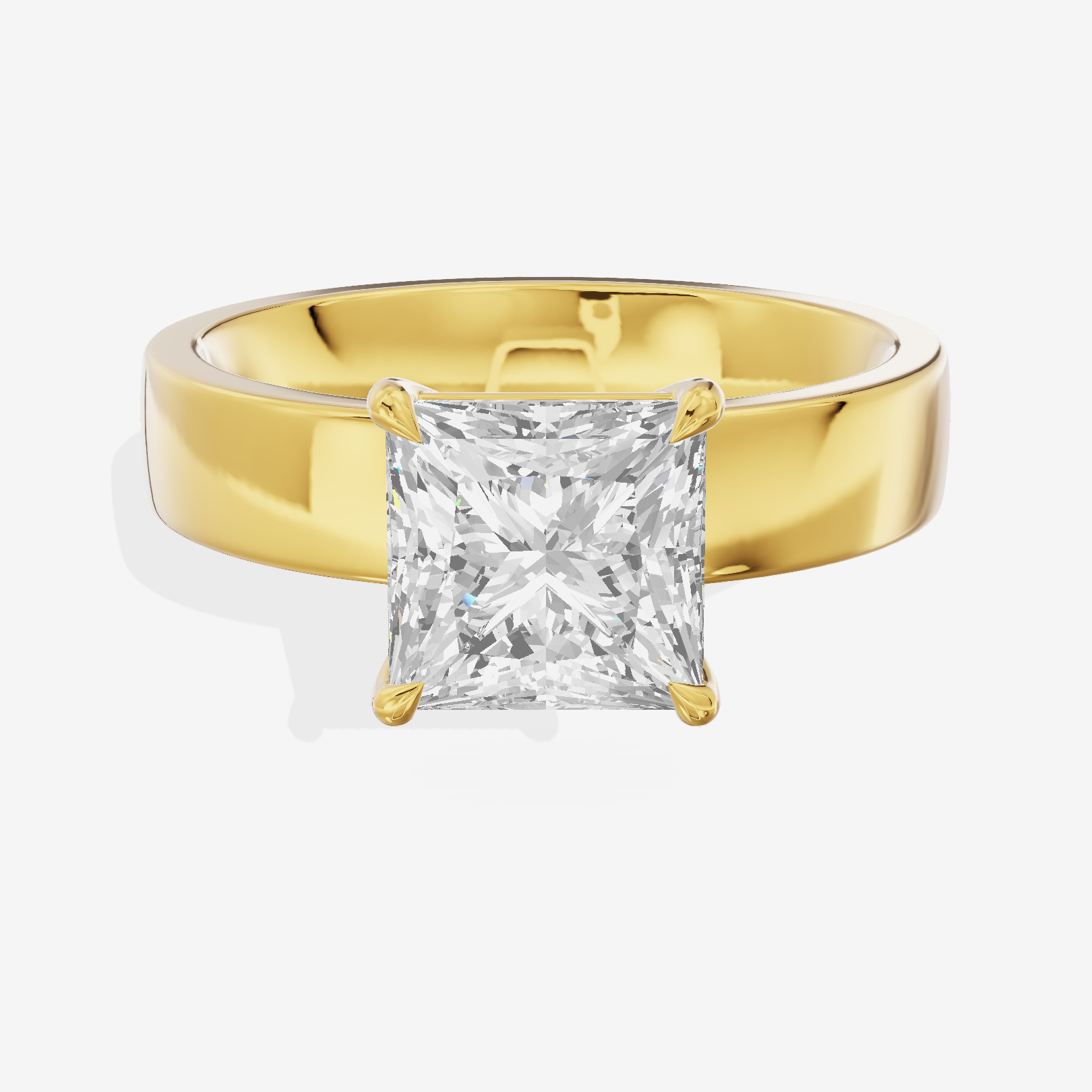 Hallowed Coeurine 4mm Princess Solitaire Engagement Ring in 18K Yellow Gold