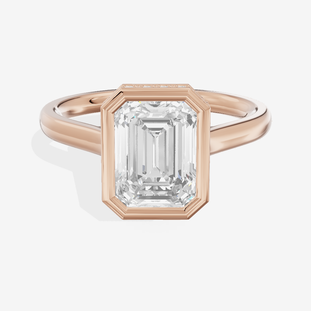 Sincere Hidden Halo Emerald Engagement Ring (1/6 ct. tw.) in 18K Rose Gold