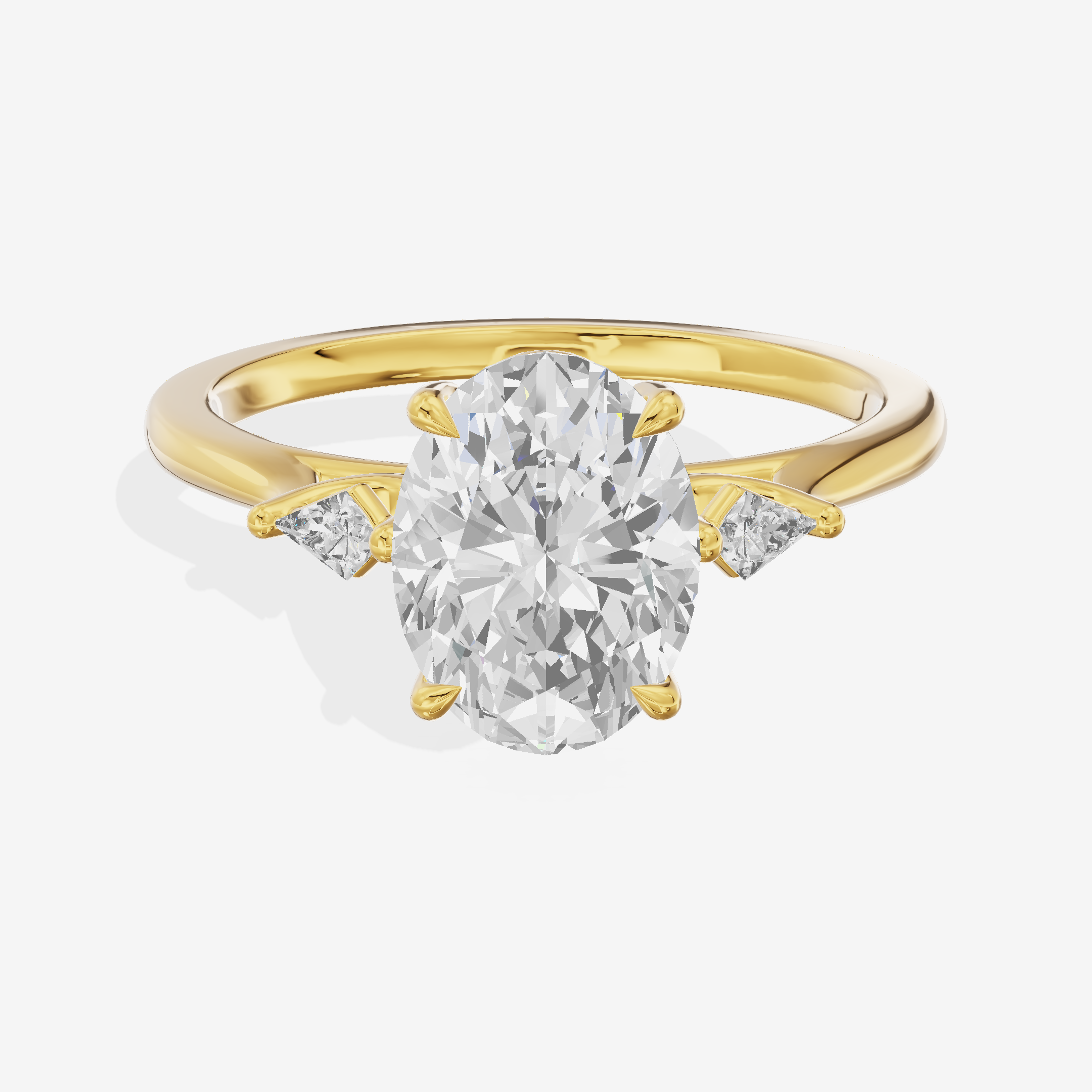 Vintage Belovae Oval Three Stone Engagement Ring (3/5 ct. tw.) in 14K Yellow Gold