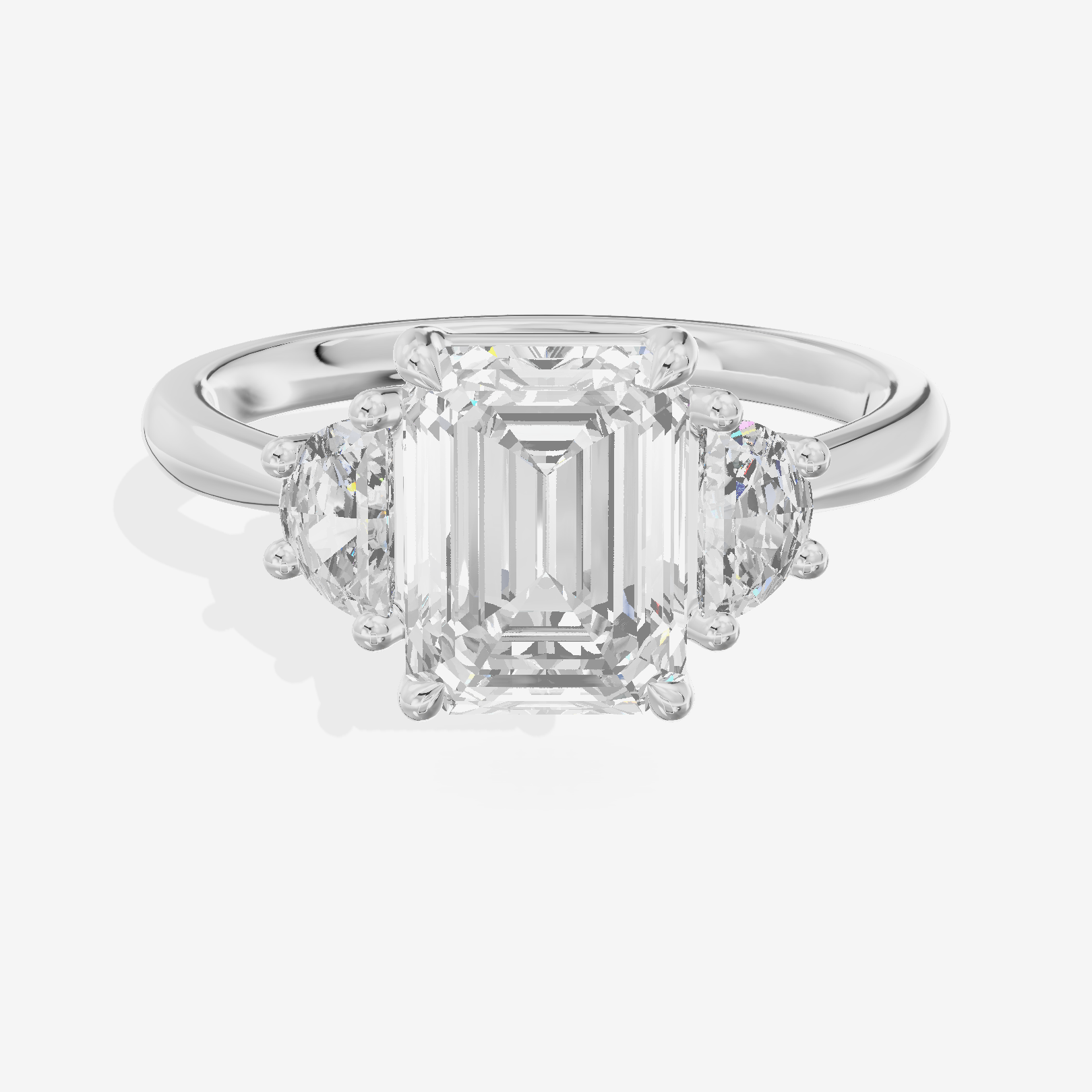 Petite Belovae Emerald Three Stone Engagement Ring (1/2 ct. tw.) in 18K White Gold