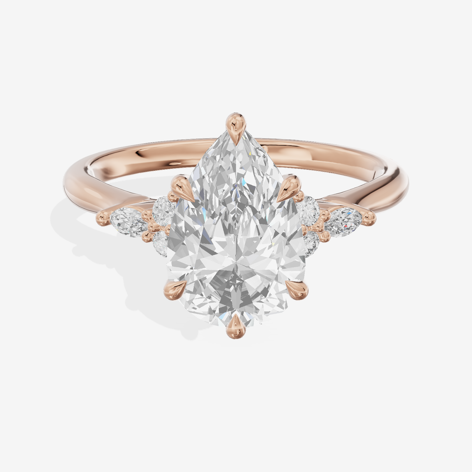 Tender Heartline Pear Engagement Ring with Side Stones (1/10 ct. tw.) in 14K Rose Gold