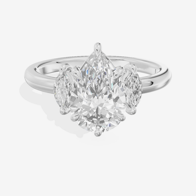 Classic Sincere Three Stone Pear Engagement Ring (1/3 ct. tw.) in 18K White Gold