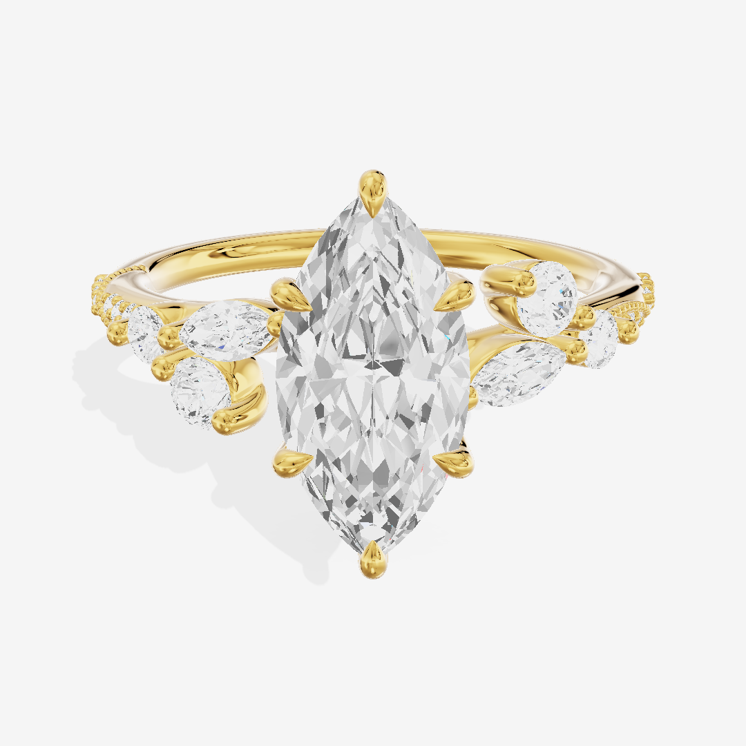 Luxe Halcyon Marquise Milgrain Engagement Ring (1/3 ct. tw.) in 18K Yellow Gold