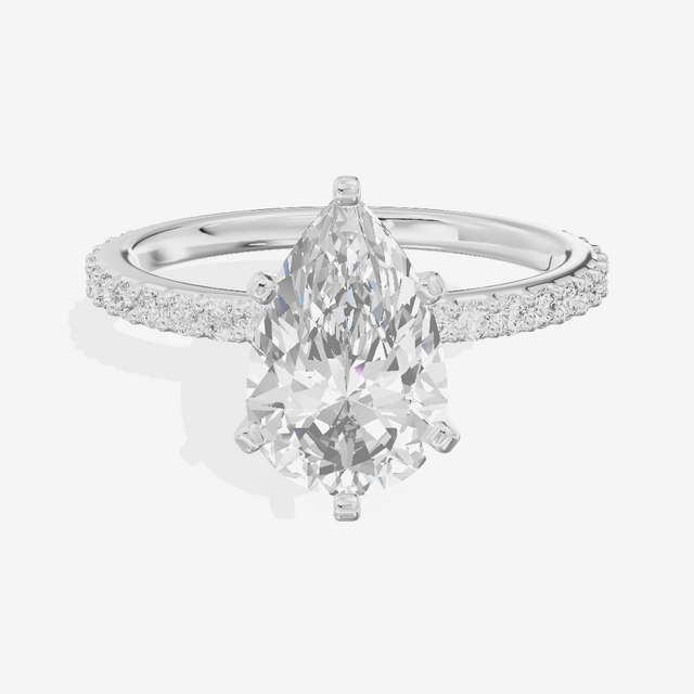 Petite Trellise Pear Engagement Ring with Side Stones (1/3 ct. tw.) in 14K White Gold