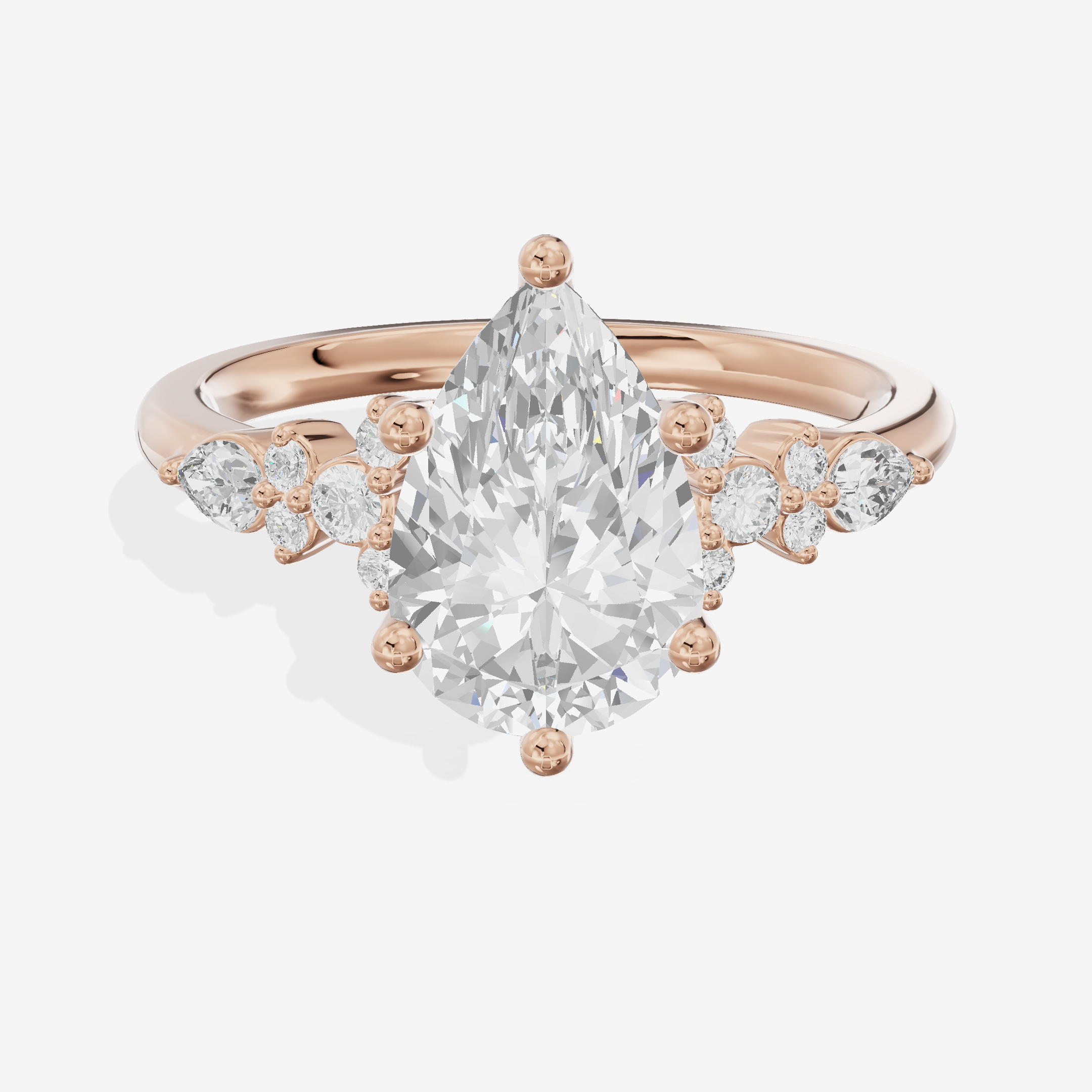 Luxe Sincere Pear Engagement Ring with Side Stones (1/10 ct. tw.) in 14K Rose Gold