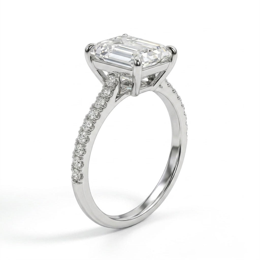 Solitaire Pavé Emerald Engagement Ring (3.05 ct. tw.) in Platinum