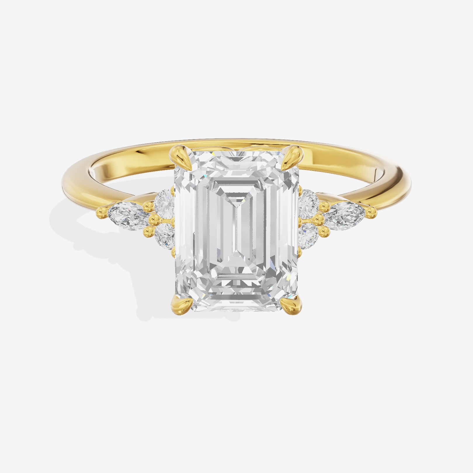 Luxe Tender Emerald Engagement Ring with Side Stones (1/8 ct. tw.) in 18K Yellow Gold