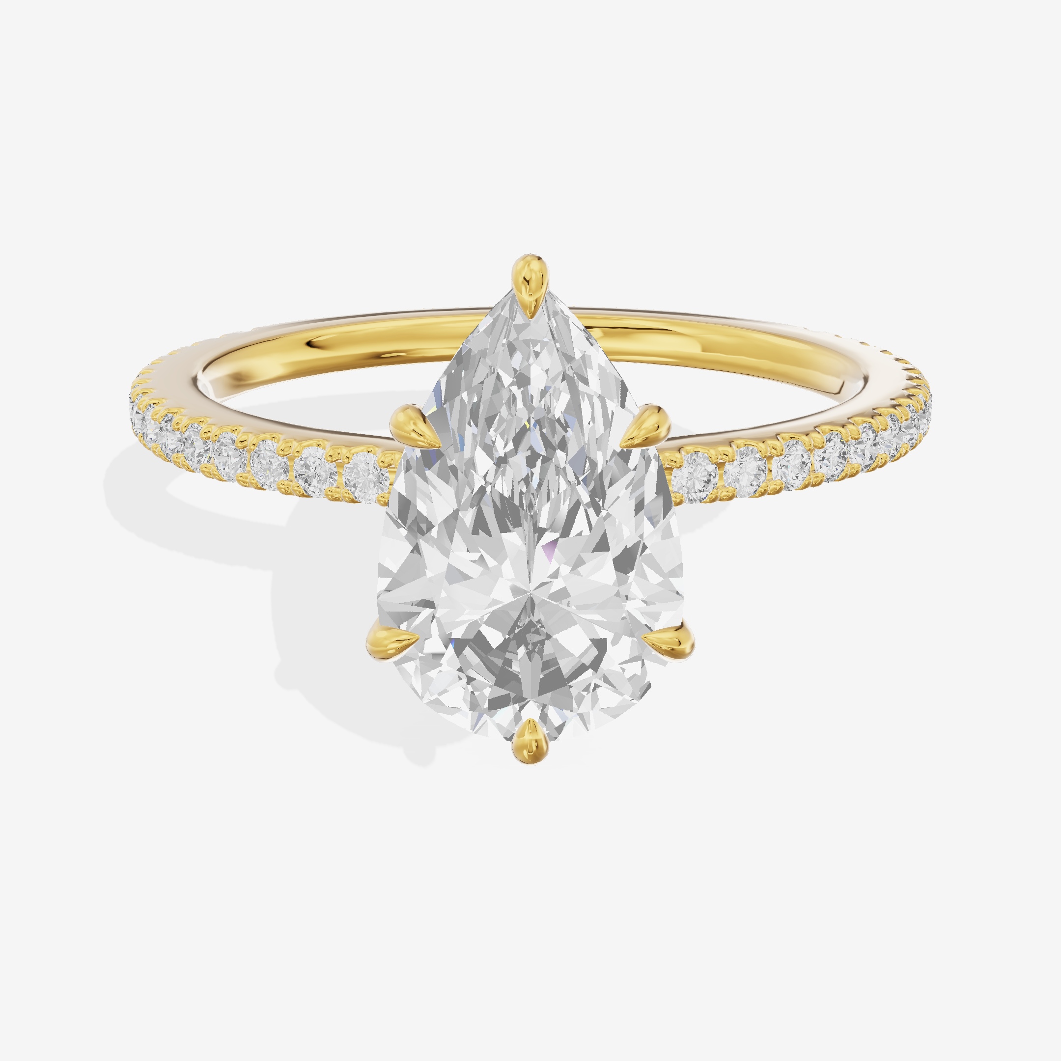 Petite Cherubine Pear Engagement Ring with Side Stones (1/3 ct. tw.) in 14K Yellow Gold