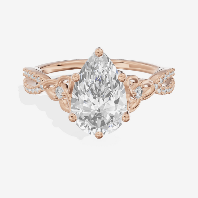 Luxe Sincere Pear Engagement Ring with Side Stones (1/10 ct. tw.) in 14K Rose Gold