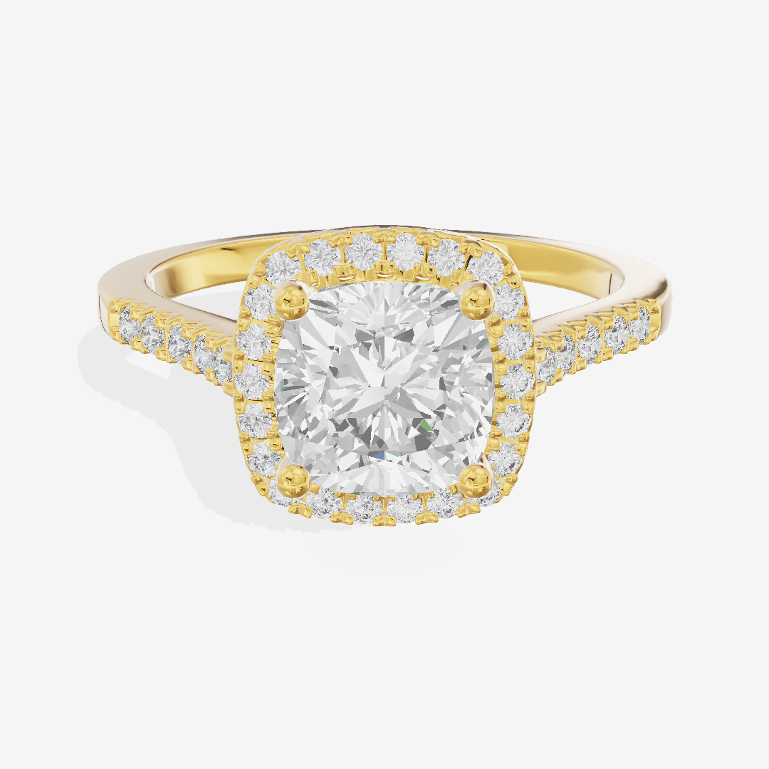 Lumera Halo Cushion Engagement Ring (1/5 ct. tw.) in 18K Yellow Gold