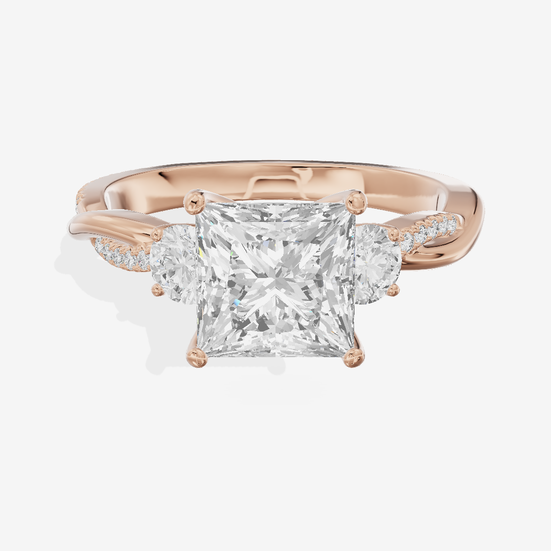 Petite Promezza Three Stone Princess Engagement Ring (2/5 ct. tw.) in 18K Rose Gold