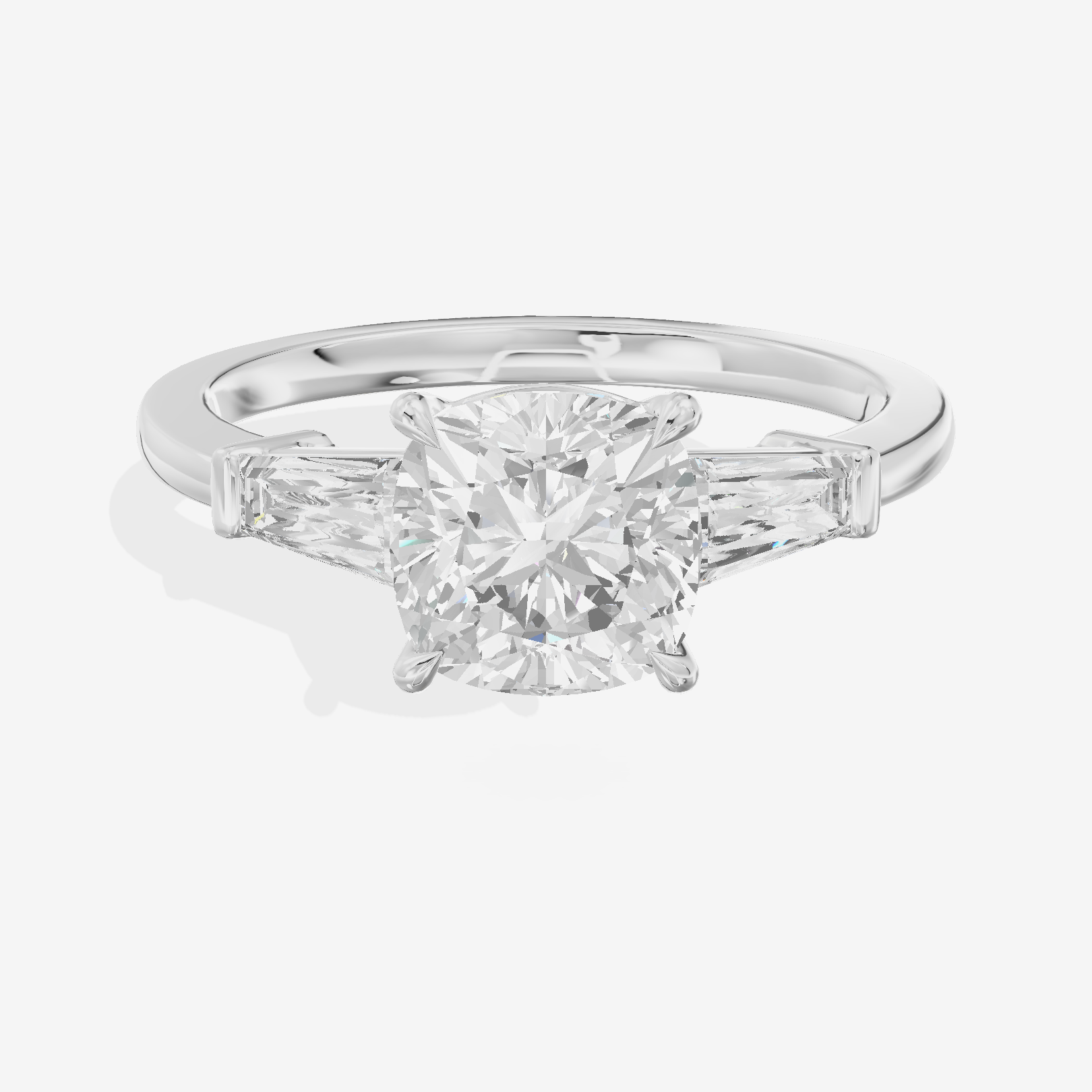 Vintage Coeurine Three Stone Cushion Engagement Ring (1/2 ct. tw.) in 18K White Gold