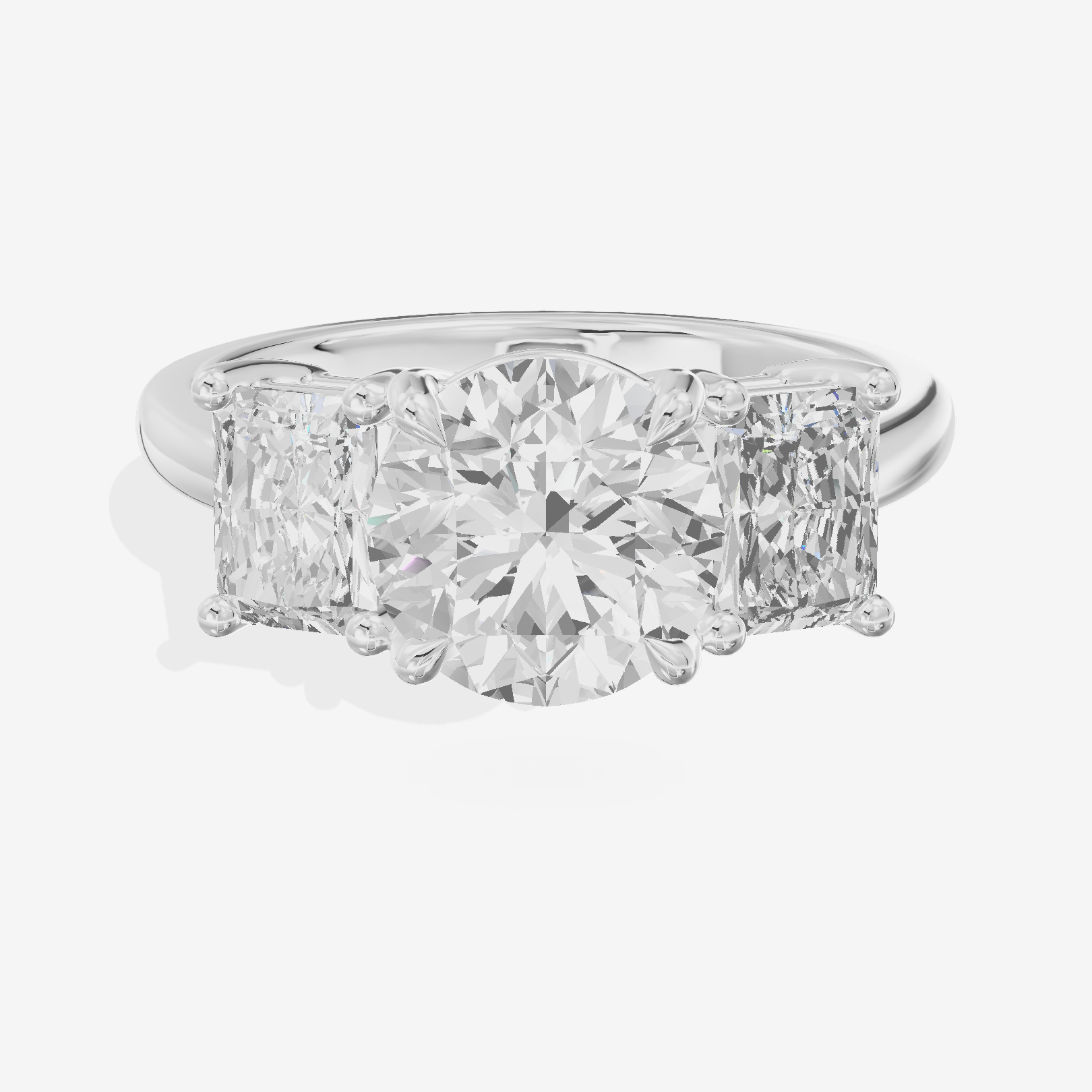 Luxe Aimora Three Stone Round Engagement Ring (3/4 ct. tw.) in 14K White Gold