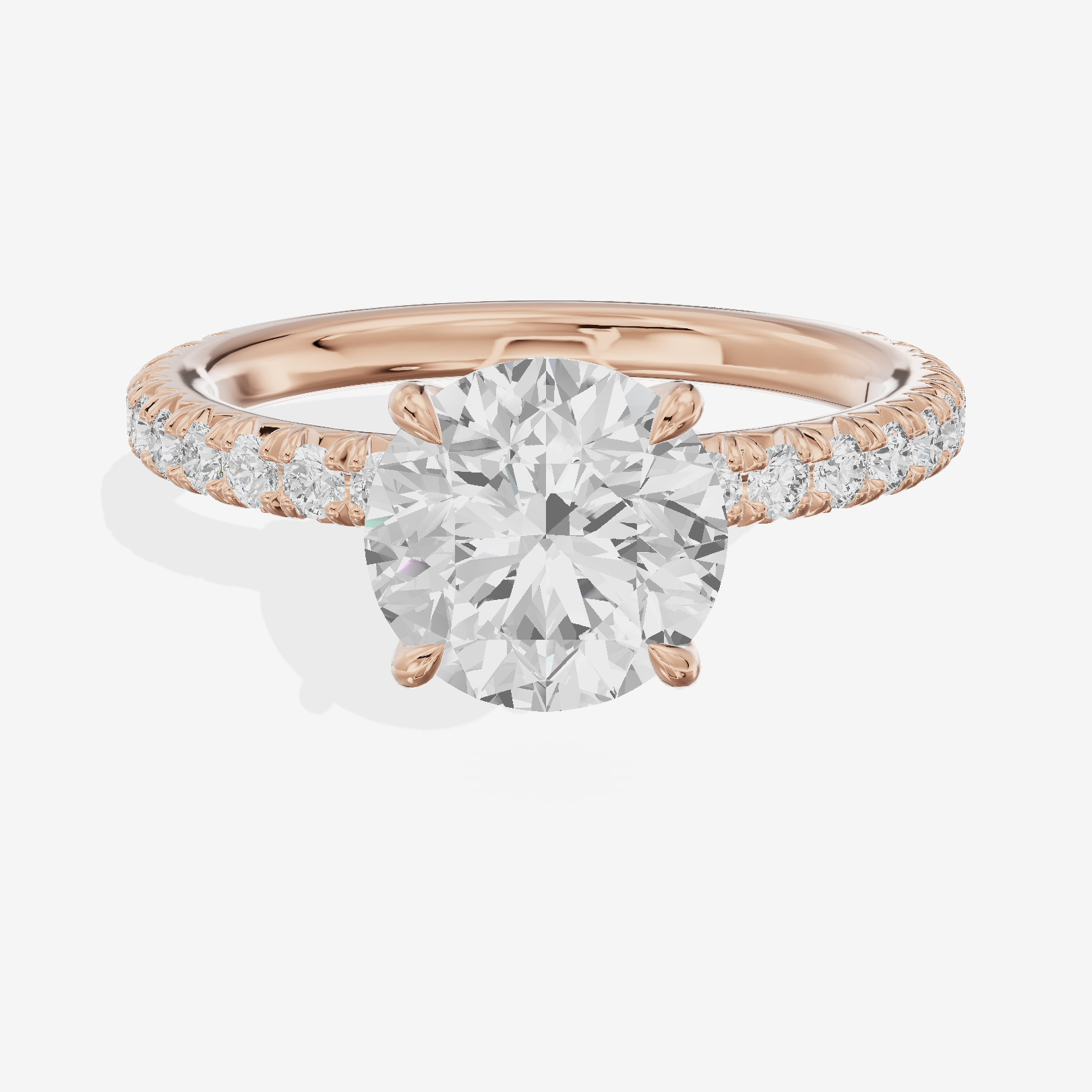 Petite Trueheart Round Engagement Ring with Side Stones (2/5 ct. tw.) in 14K Rose Gold