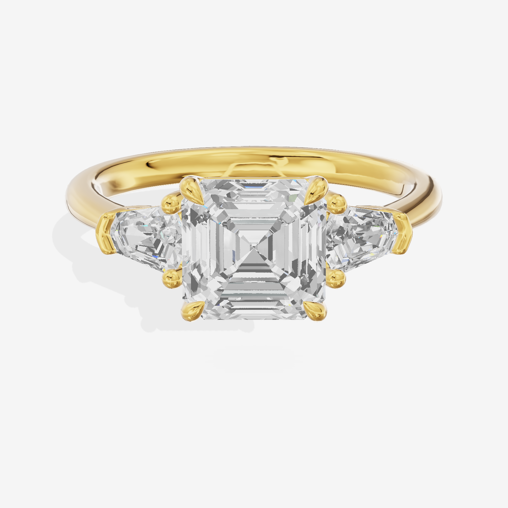 Maia Three Stone Asscher Engagement Ring (1/4 ct. tw.) in 14K Yellow Gold