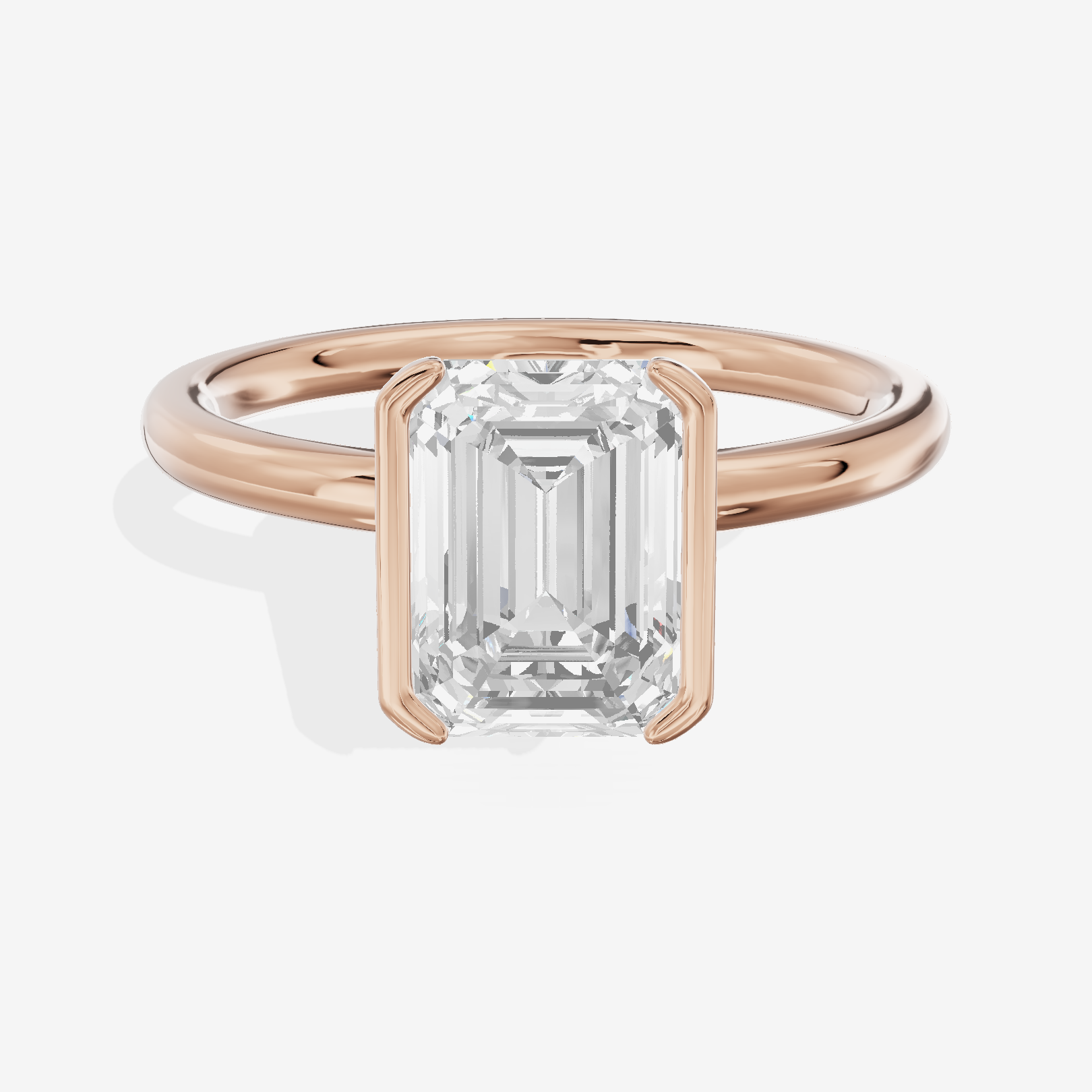 Sincere Bezel 1.8mm Emerald Solitaire Engagement Ring in 18K Rose Gold