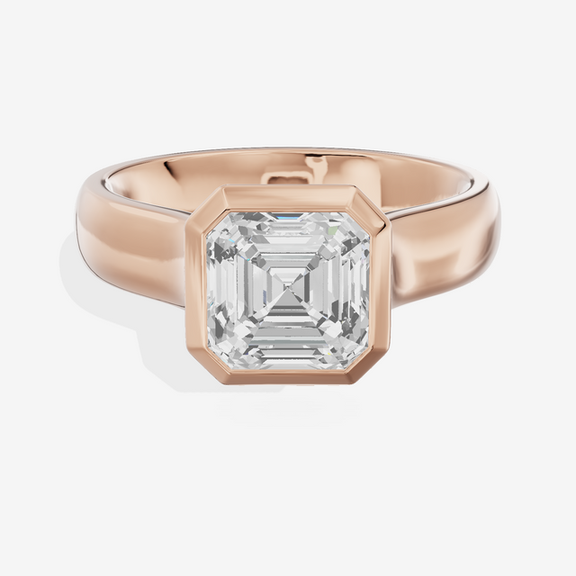 Cherubine 4mm Asscher Bezel Engagement Ring in 18K Rose Gold