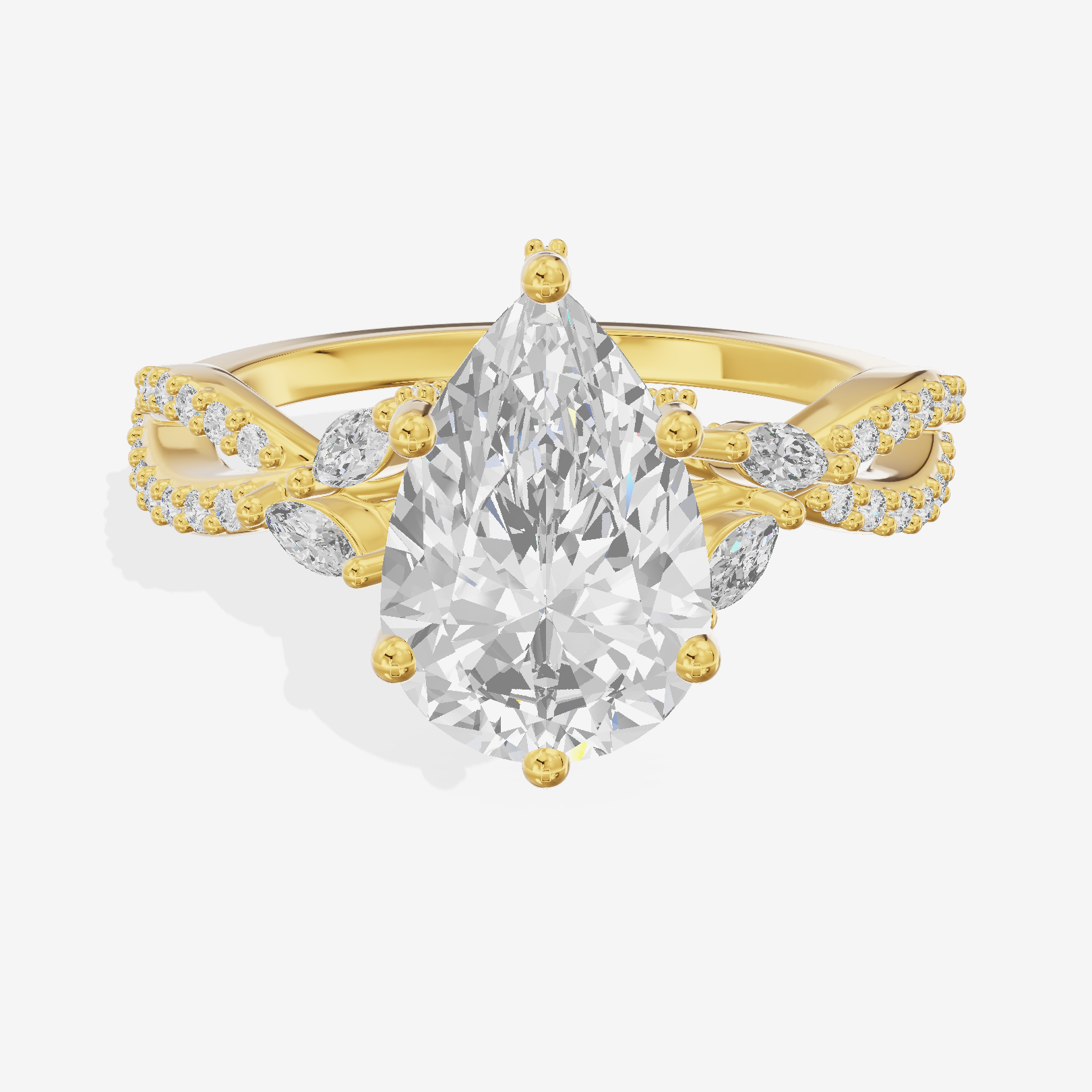 Luxe Heartline 1.5mm Pear Engagement Ring with Side Stones (1/3 ct. tw.) in 18K Yellow Gold