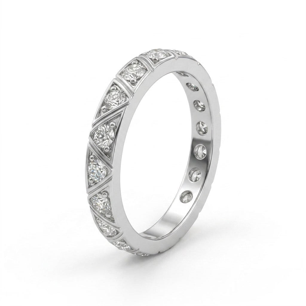 Low Profile Round Wedding Band (1/4 ct. tw.) in 18K White Gold