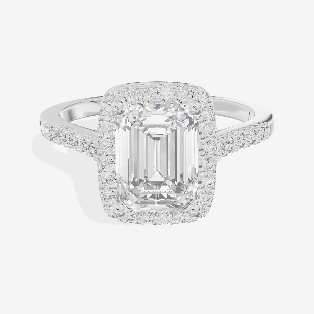 Lumera Halo Emerald Engagement Ring (1/5 ct. tw.) in 14K White Gold