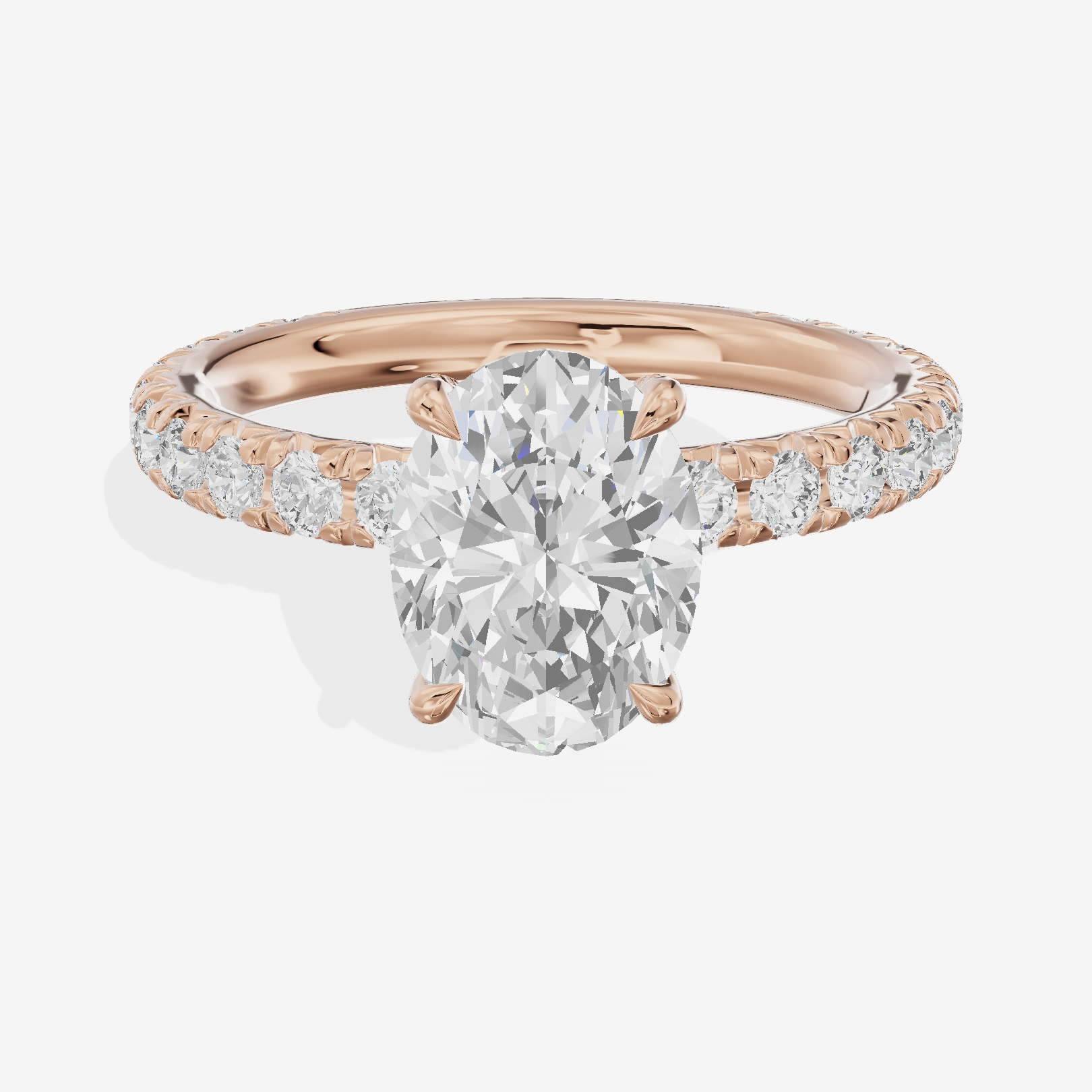 Eternal Coeurine Oval Engagement Ring with Side Stones (3/5 ct. tw.) in 18K Rose Gold