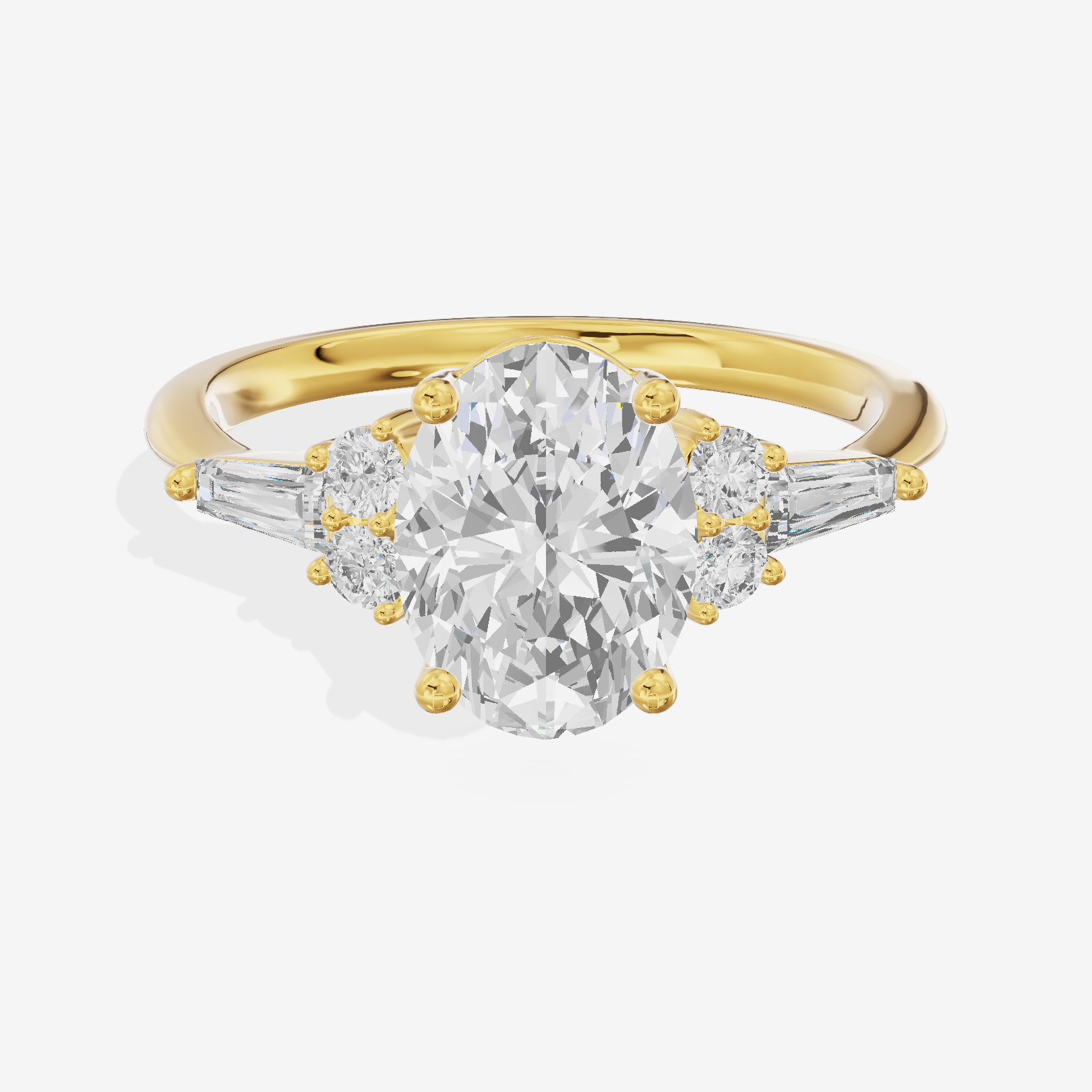 Modern Cherubine Oval Engagement Ring with Side Stones (1/4 ct. tw.) in 14K Yellow Gold
