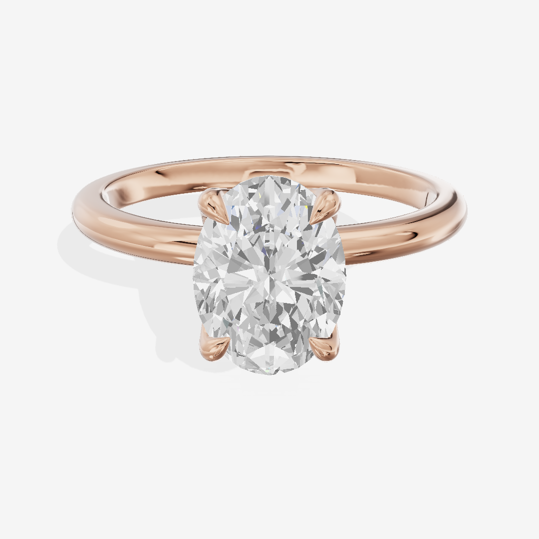 Vintage Aimora 1.8mm Oval Solitaire Engagement Ring in 18K Rose Gold