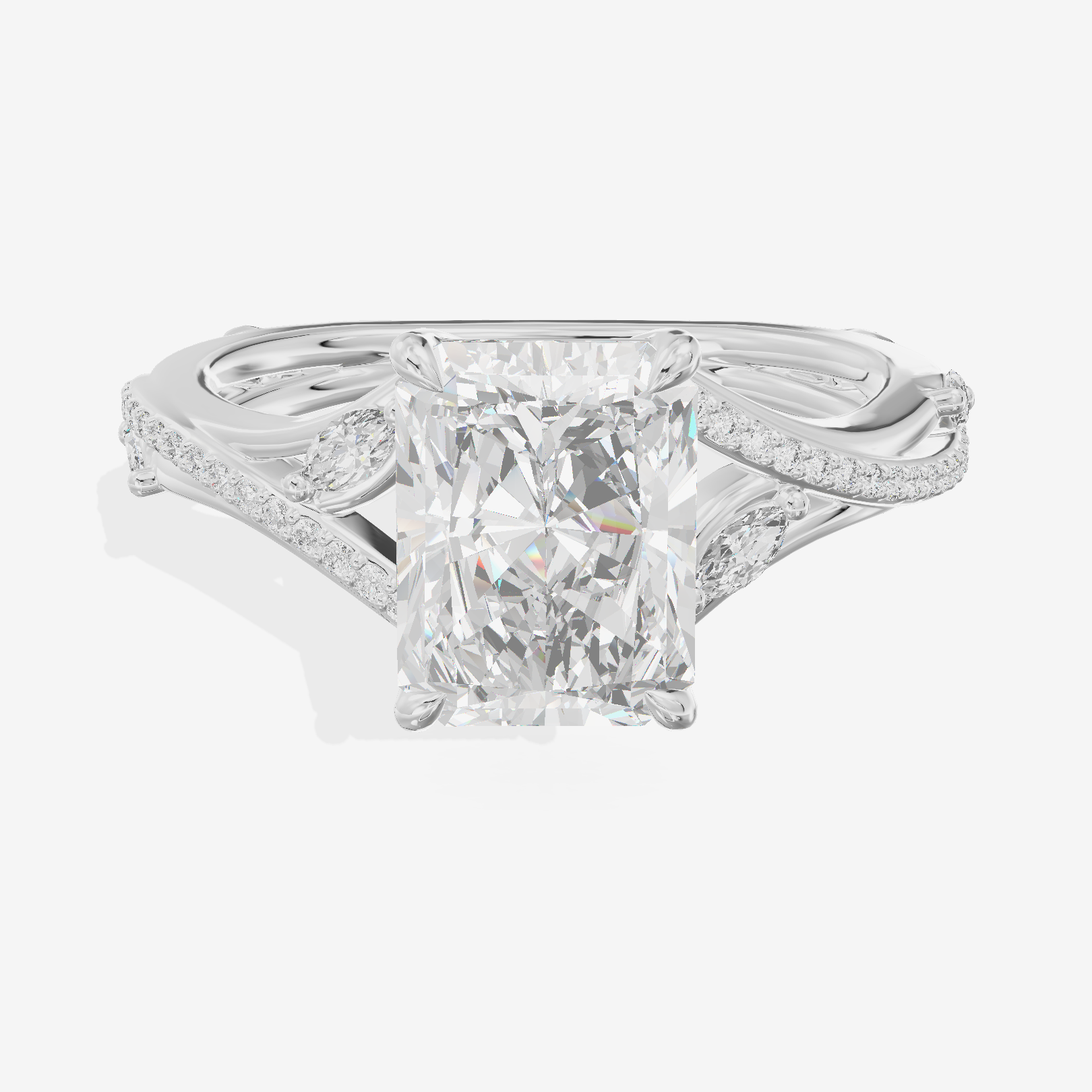 Twined Adorae Radiant Twisted Engagement Ring (1/4 ct. tw.) in 18K White Gold