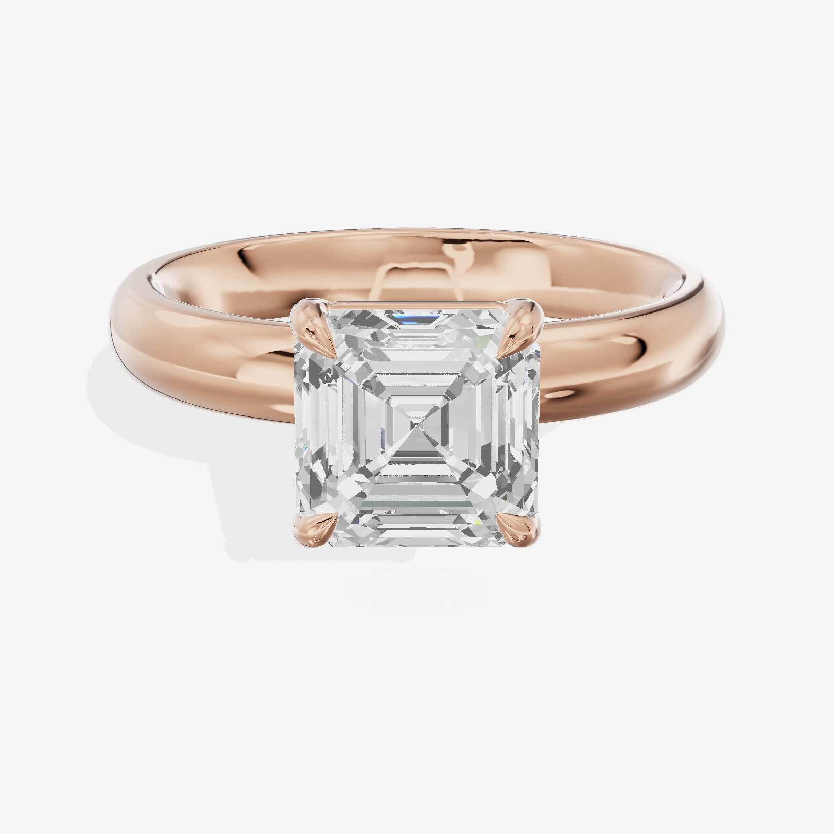Whisper 3mm Asscher Solitaire Engagement Ring in 18K Rose Gold